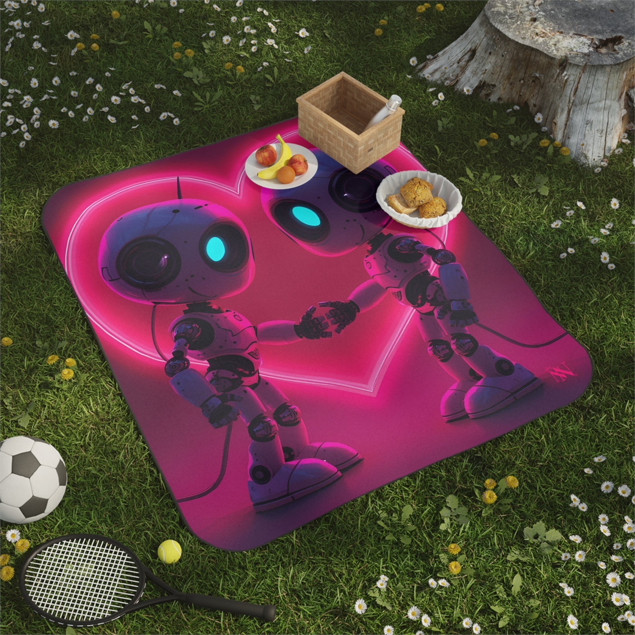 AI Robot Love | Mix Match Fun-Flirty Lovers’ Water-Resistant Blankets