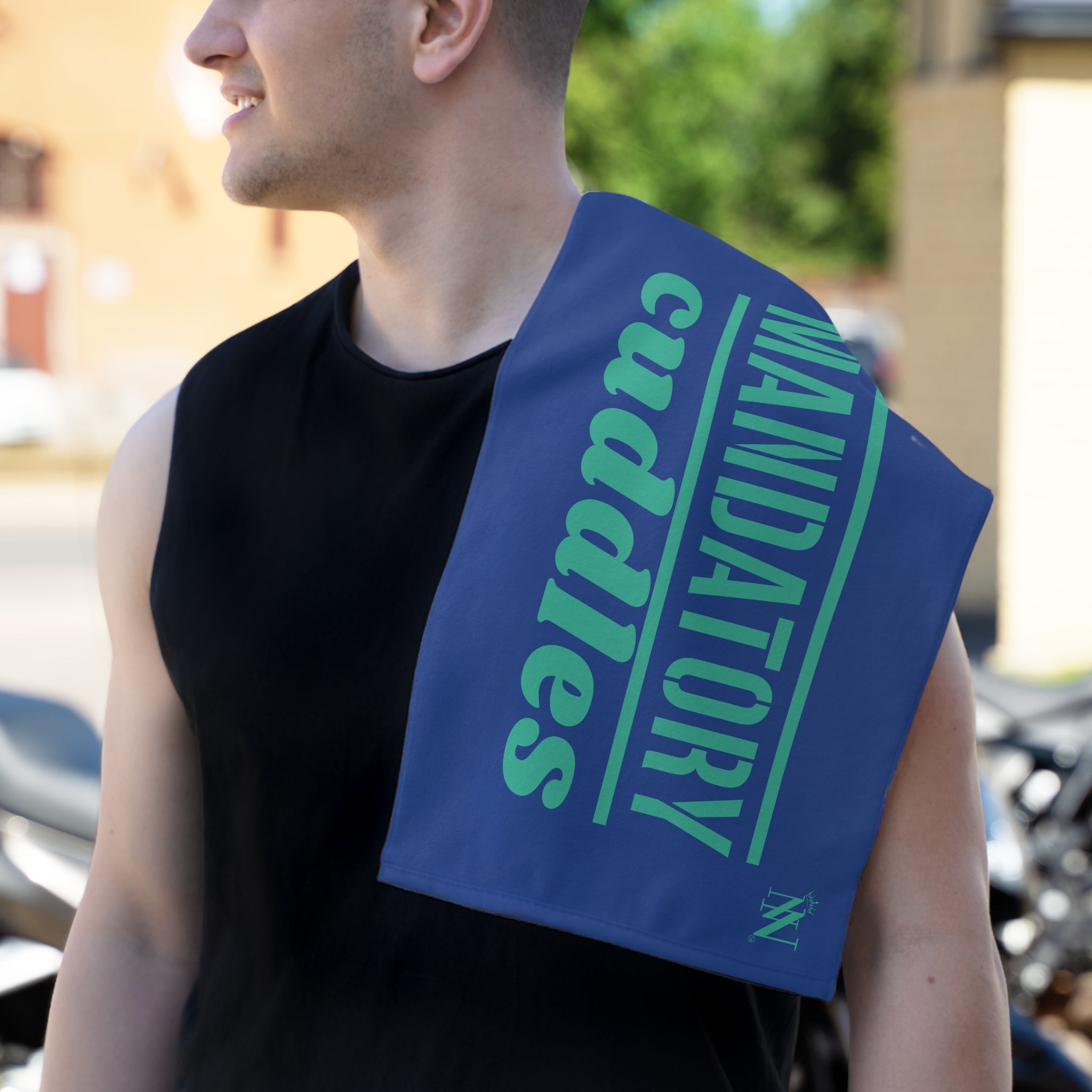 Mandatory Cuddles Blue | Mix & Match Soft Fun-Flirty Lovers’ Towels