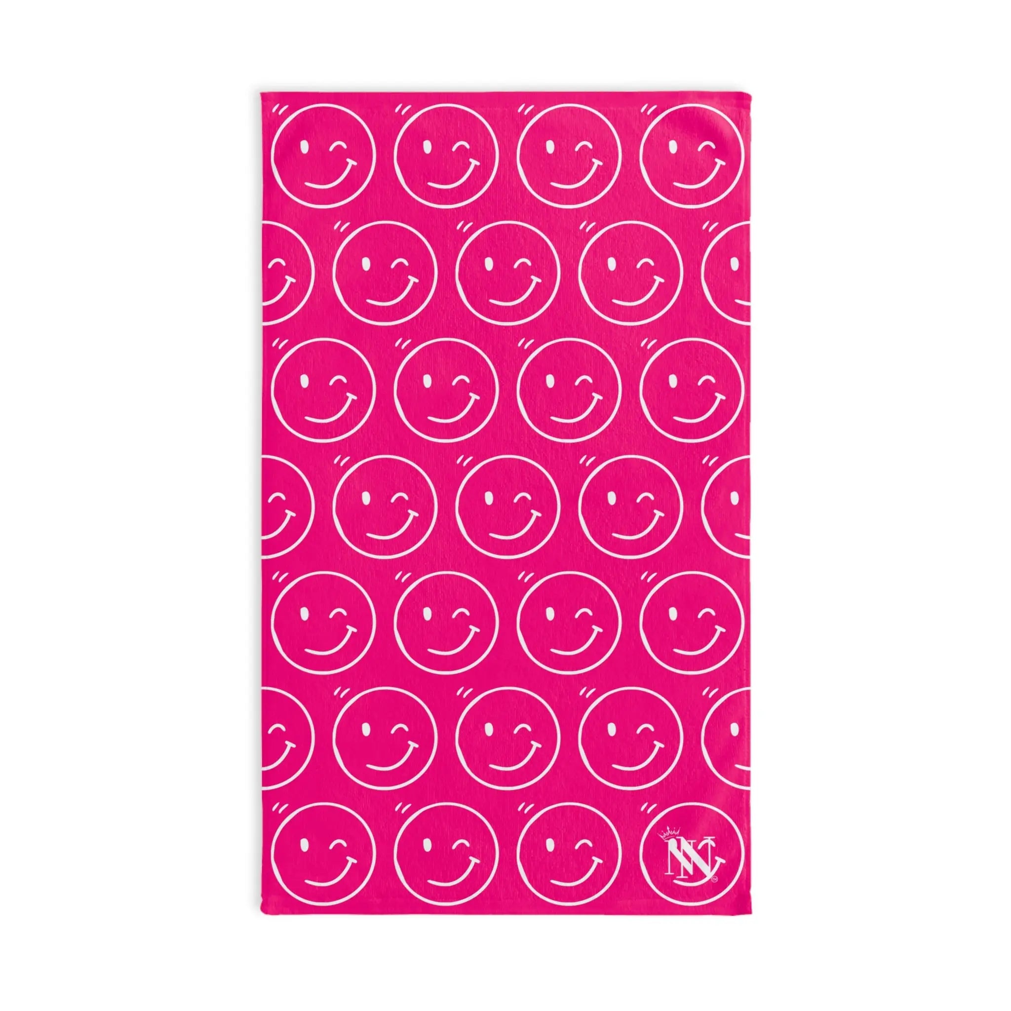 Wink Emoji Pattern Signature Pink Cum Towel