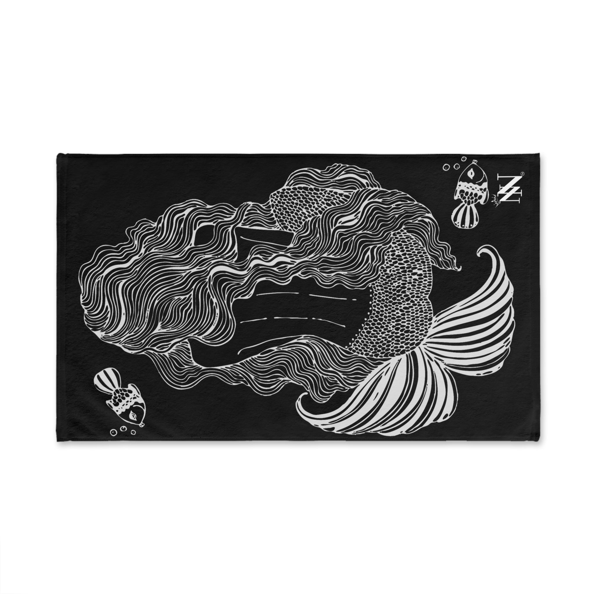 Mermaid Sitting Her Back Turned Black Cum Towel
