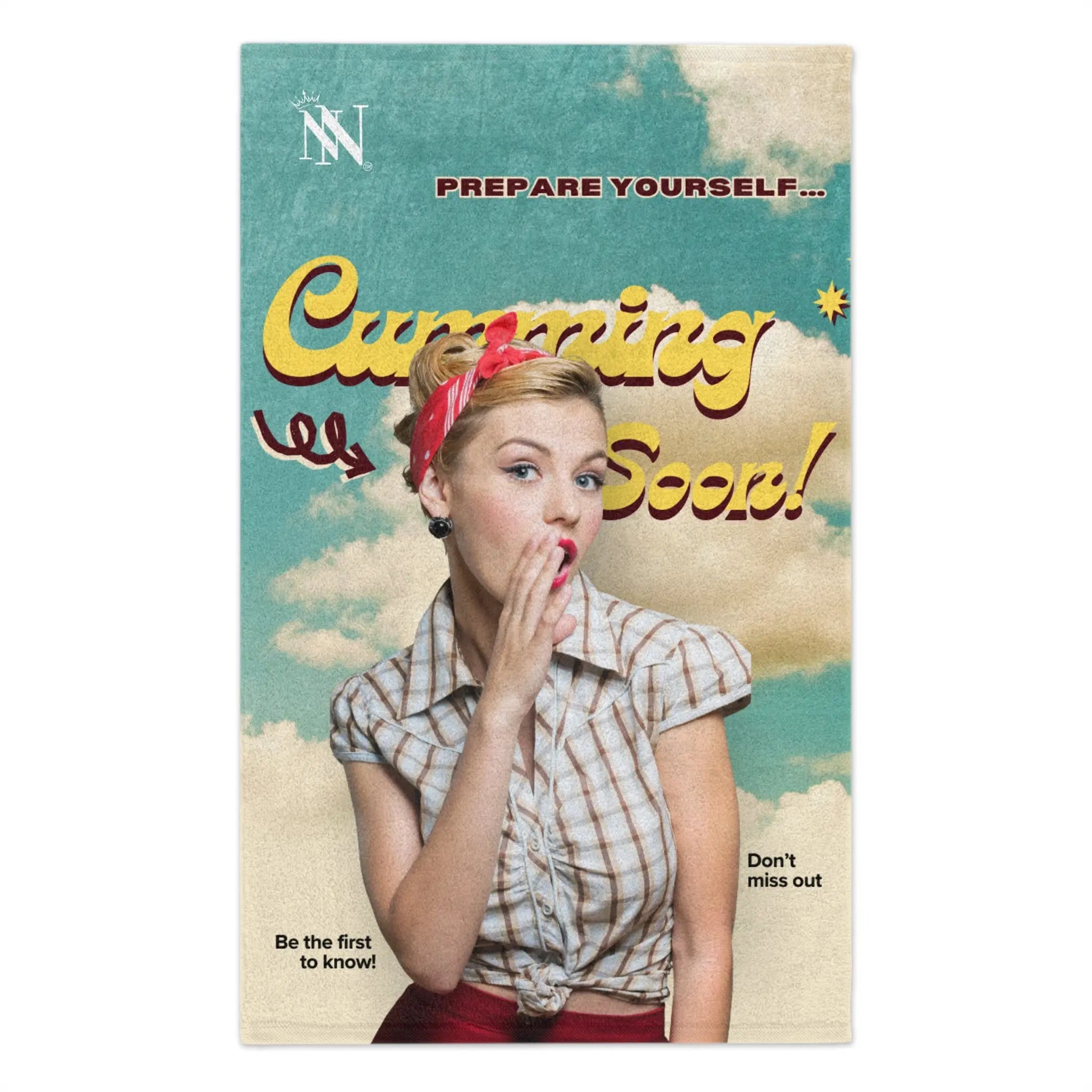 Cumming Soon Vintage Poster | Mix & Match Soft Fun-Flirty Lovers’ Towels