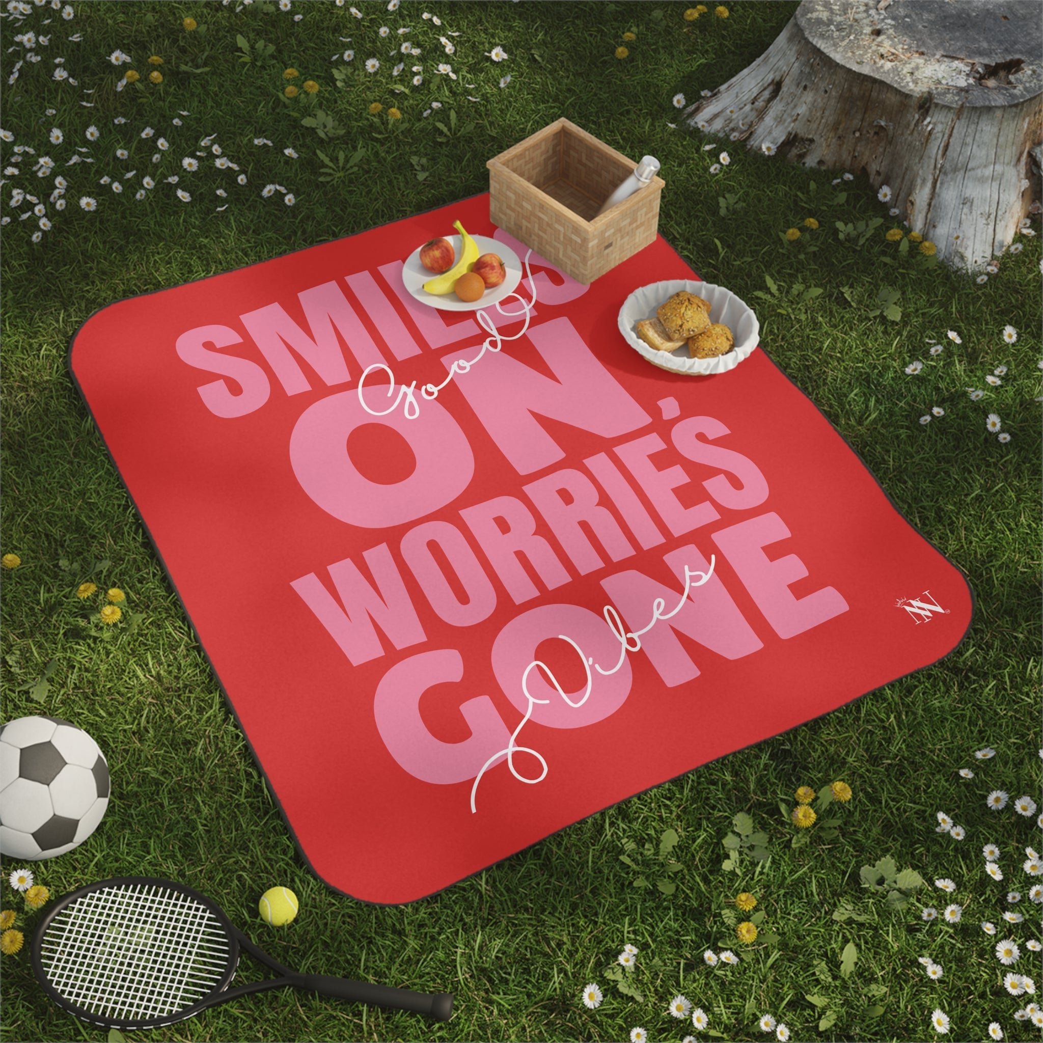 Smiles On Worries Gone Good Vibes | Mix Match Fun-Flirty Lovers’ Water-Resistant Blankets