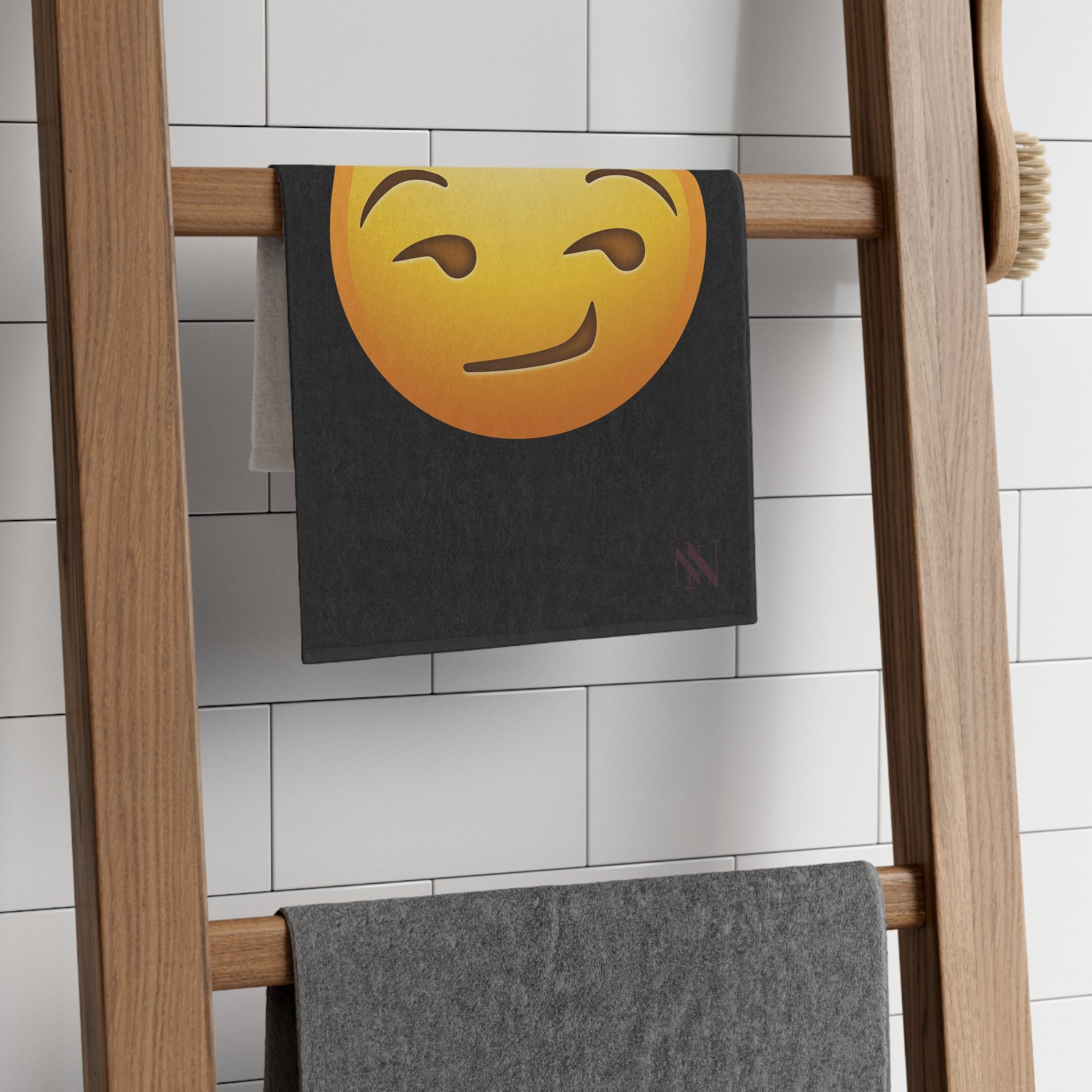 Smirking Face Emoji Black | Mix & Match Soft Fun-Flirty Lovers’ Towels