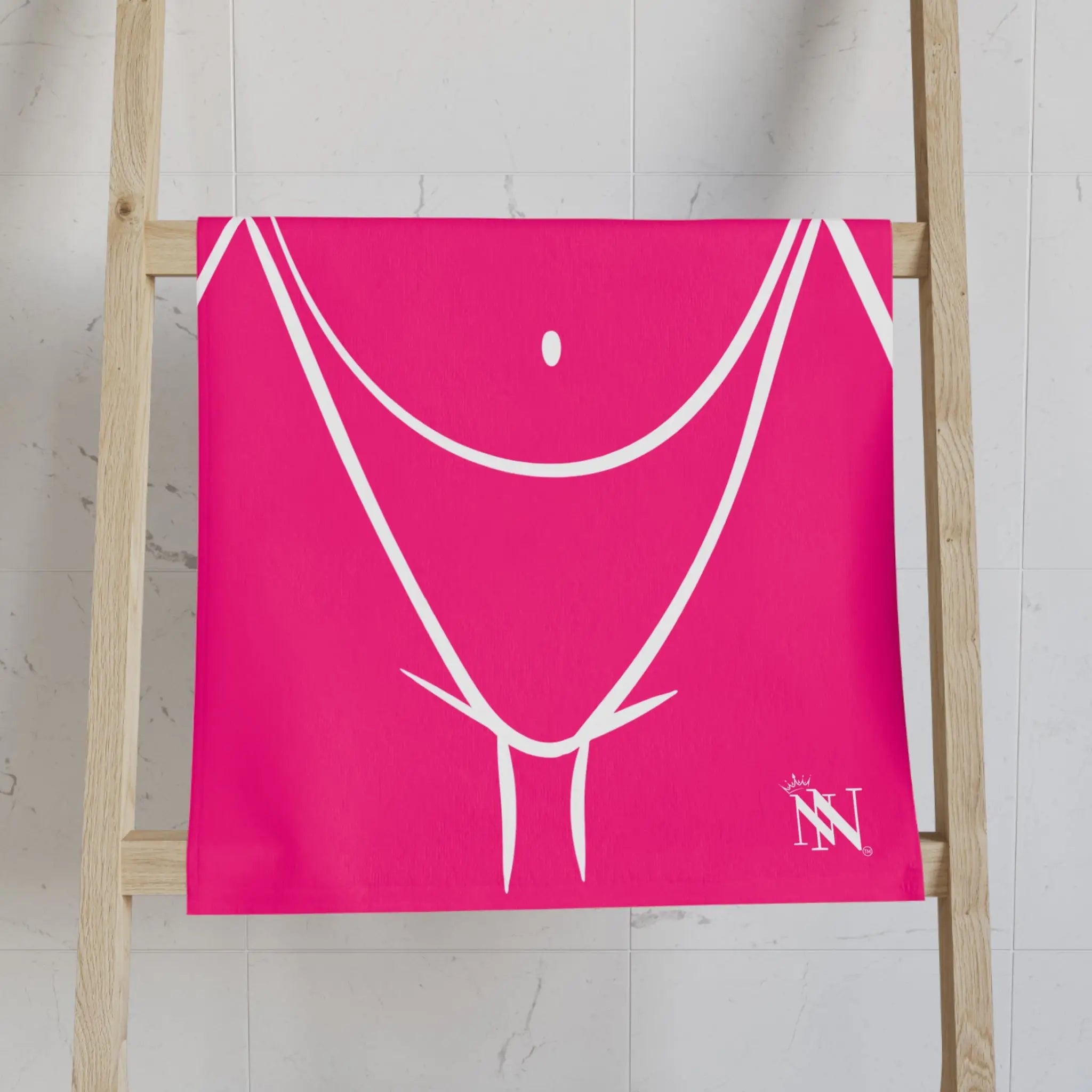 Sexy Female Outline Sugnature Pink Cum Towel