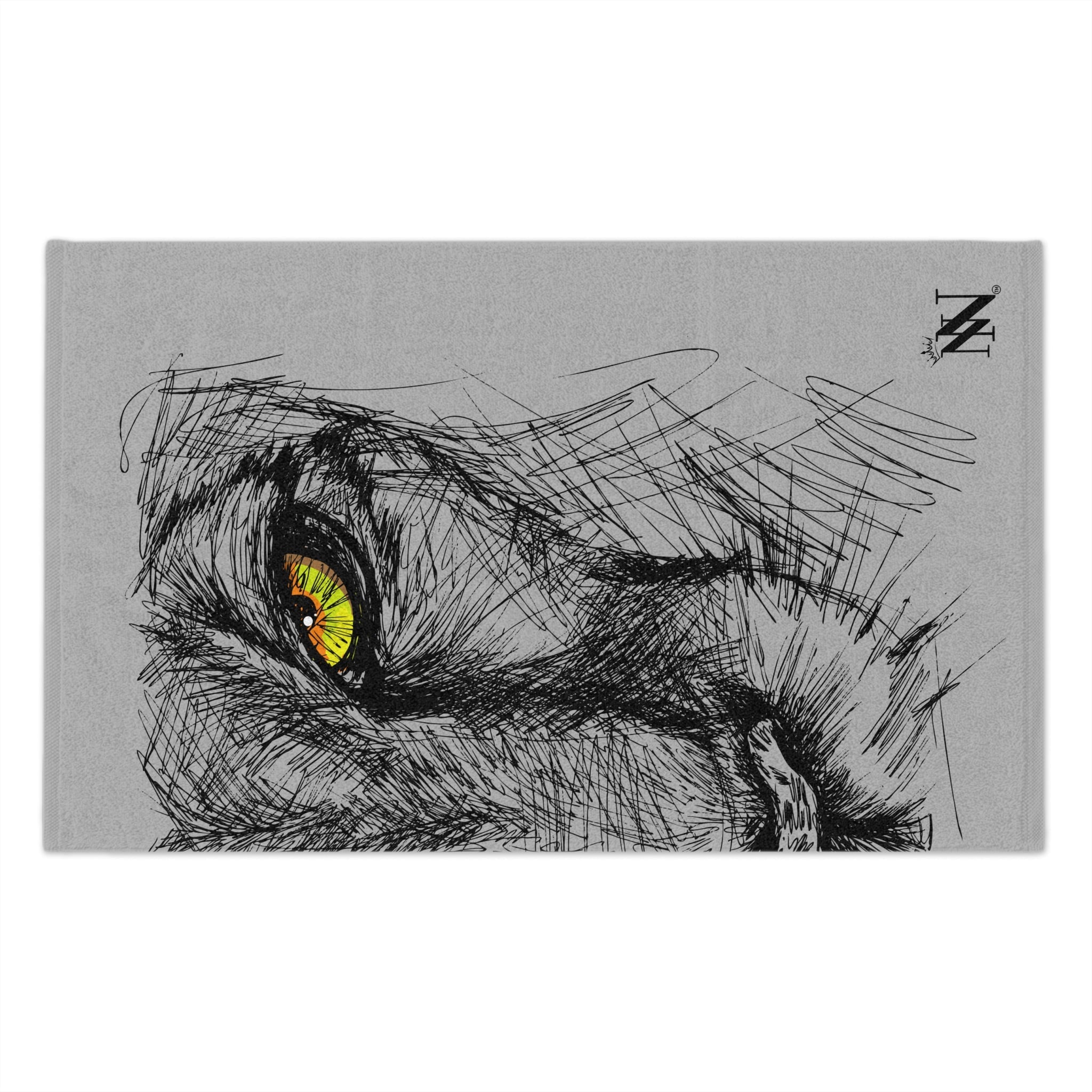 Fierce Cat Light Grey | Mix & Match Soft Fun-Flirty Lovers’ Towels