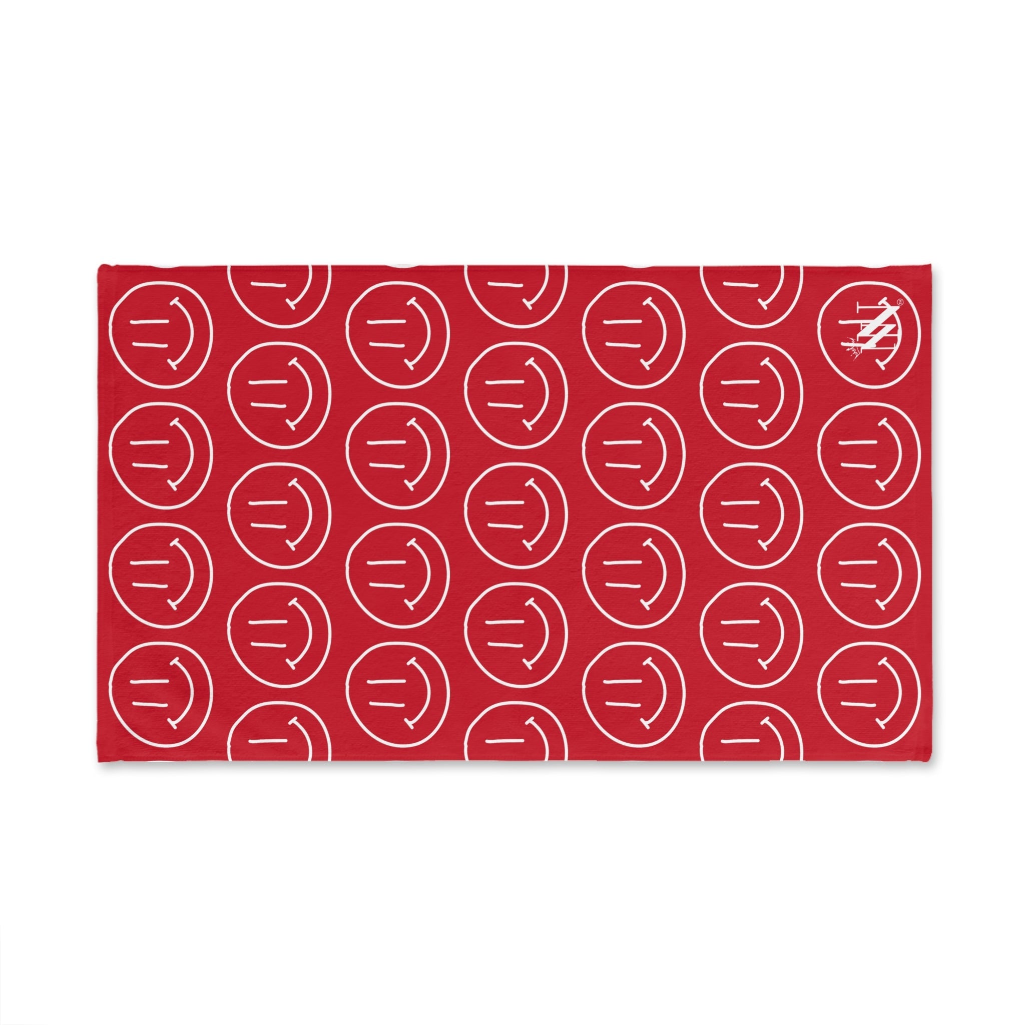 Happy Smiling Emoji Pattern Red Cum Towel