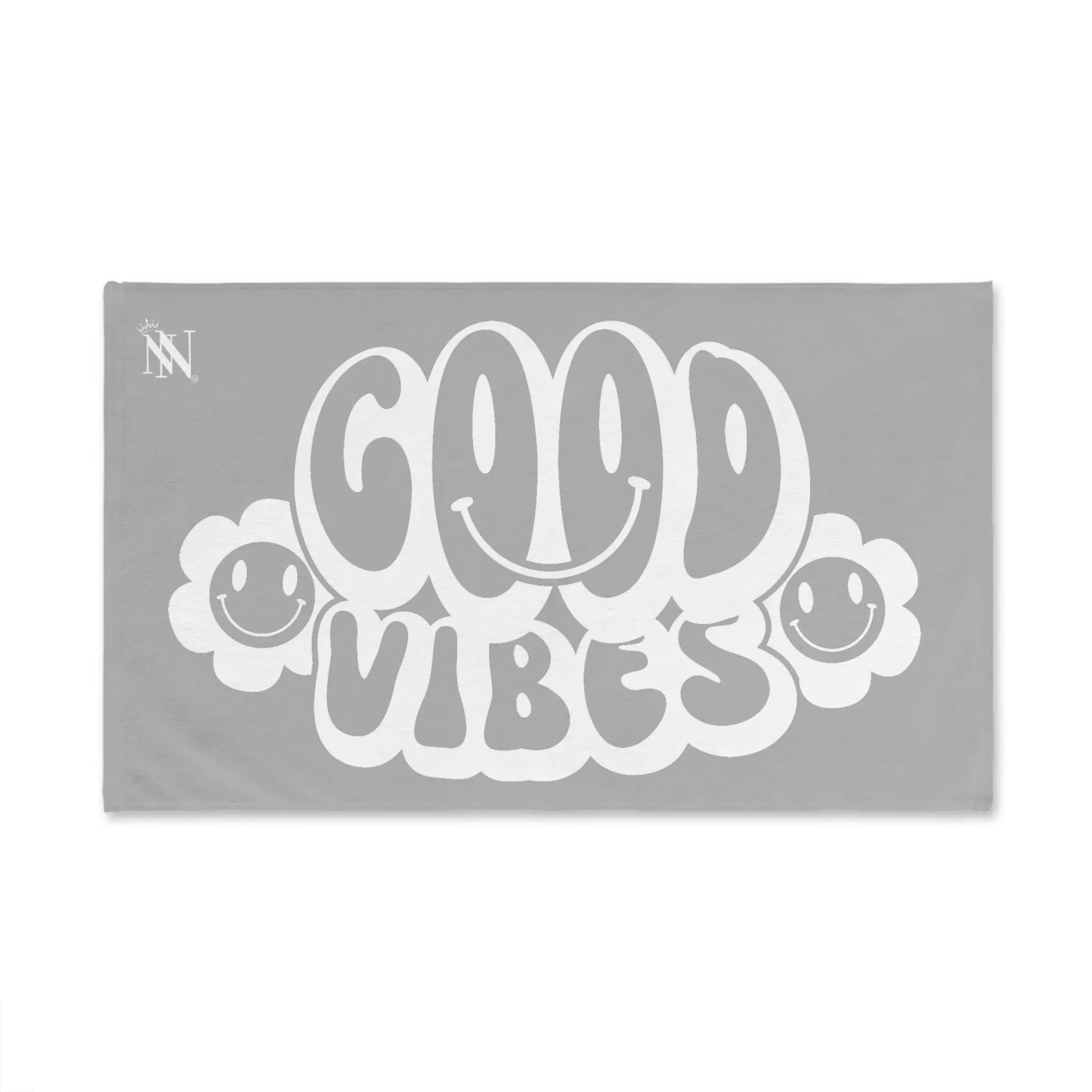 Smiley Happy Face Good Vibes Light Grey | Mix & Match Classic Fun-Flirty Lovers’ Towels