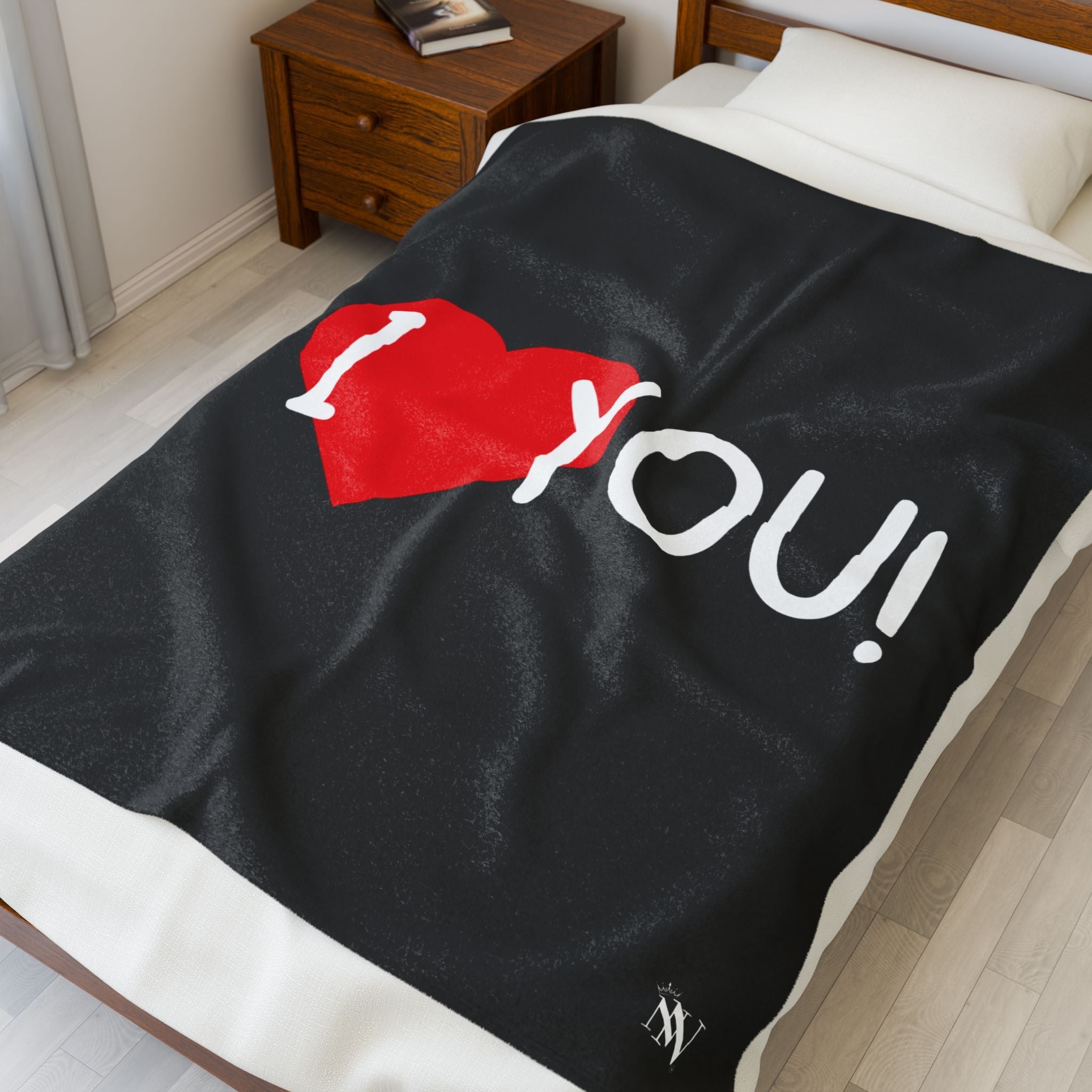 I Heart You Black | Mix & Match Velveteen Fun-Flirty Lovers’ Blankets