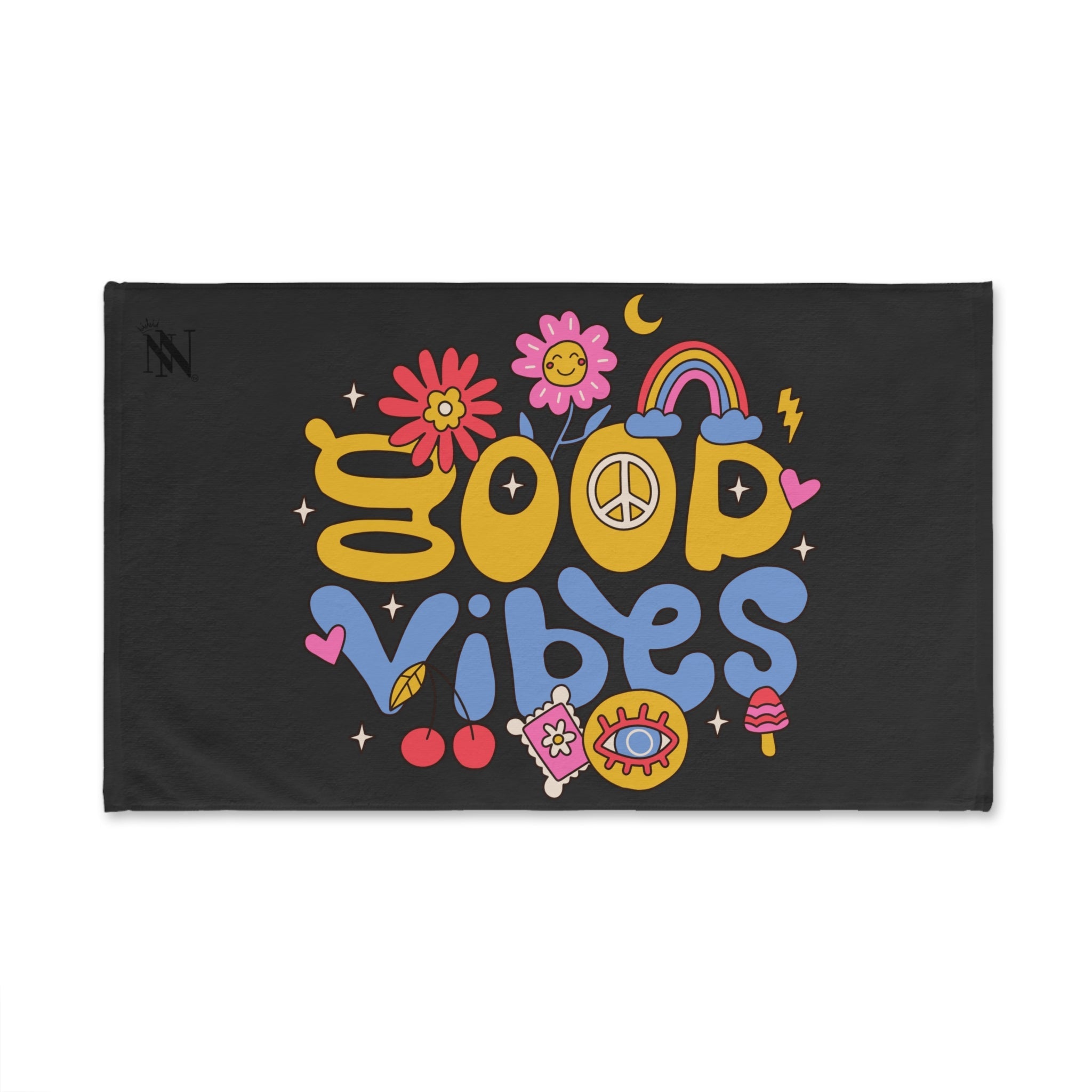 Good Vibes Hippie Flower Dark Grey Cum Towel