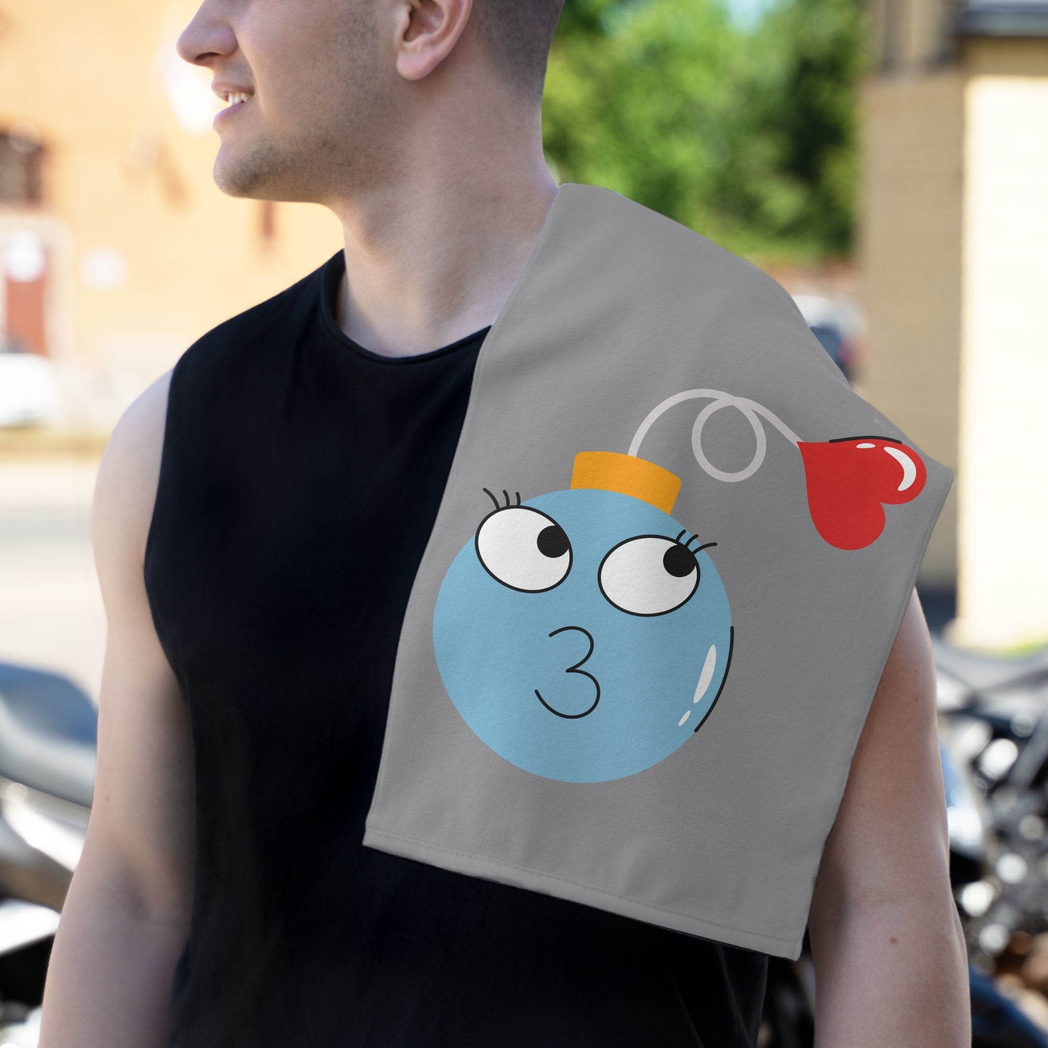 Smoochie Love Bomb Grey | Mix & Match Soft Fun-Flirty Lovers’ Towels