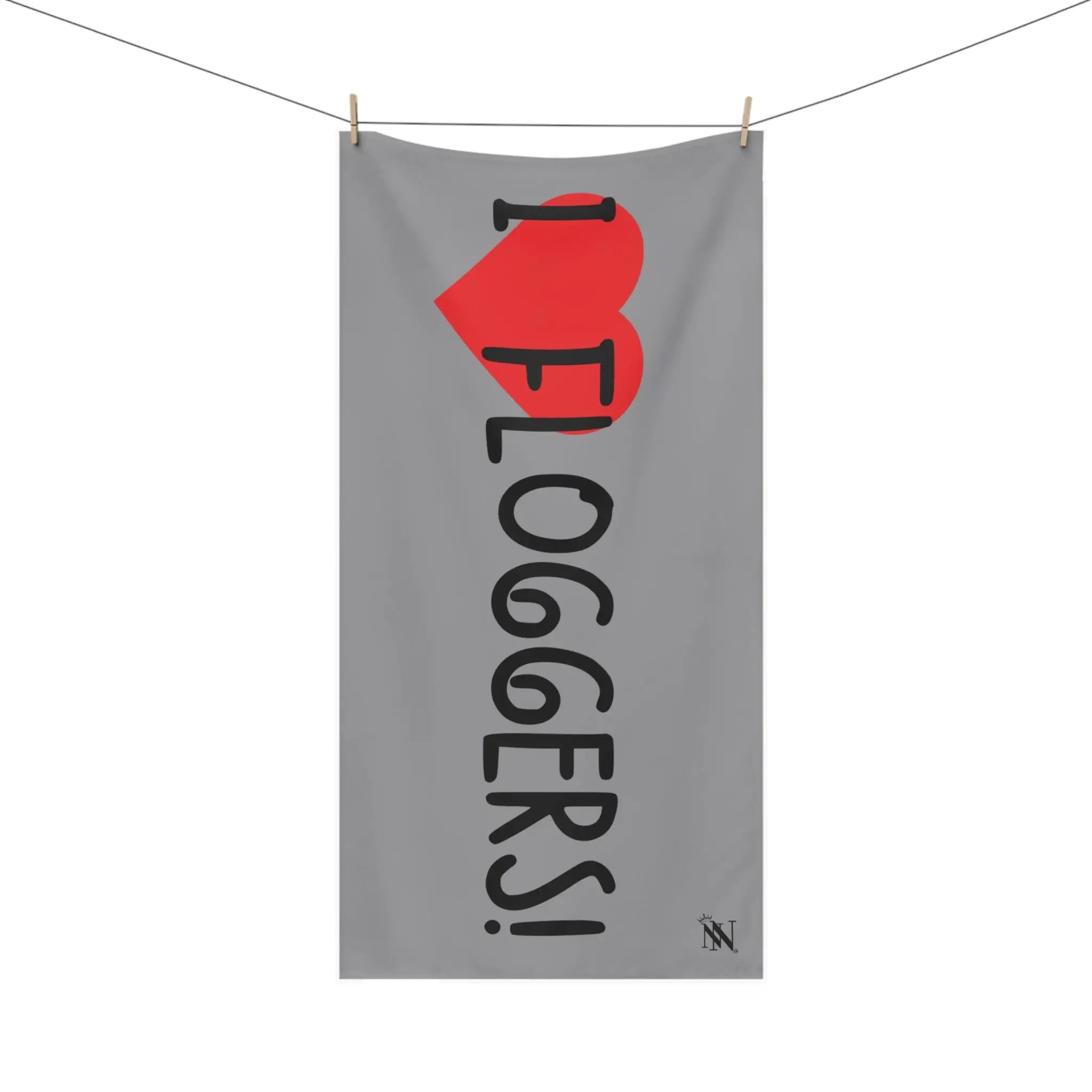 I Love Floggers! Grey | Mix & Match XL Fun-Flirty Lovers’ Towels