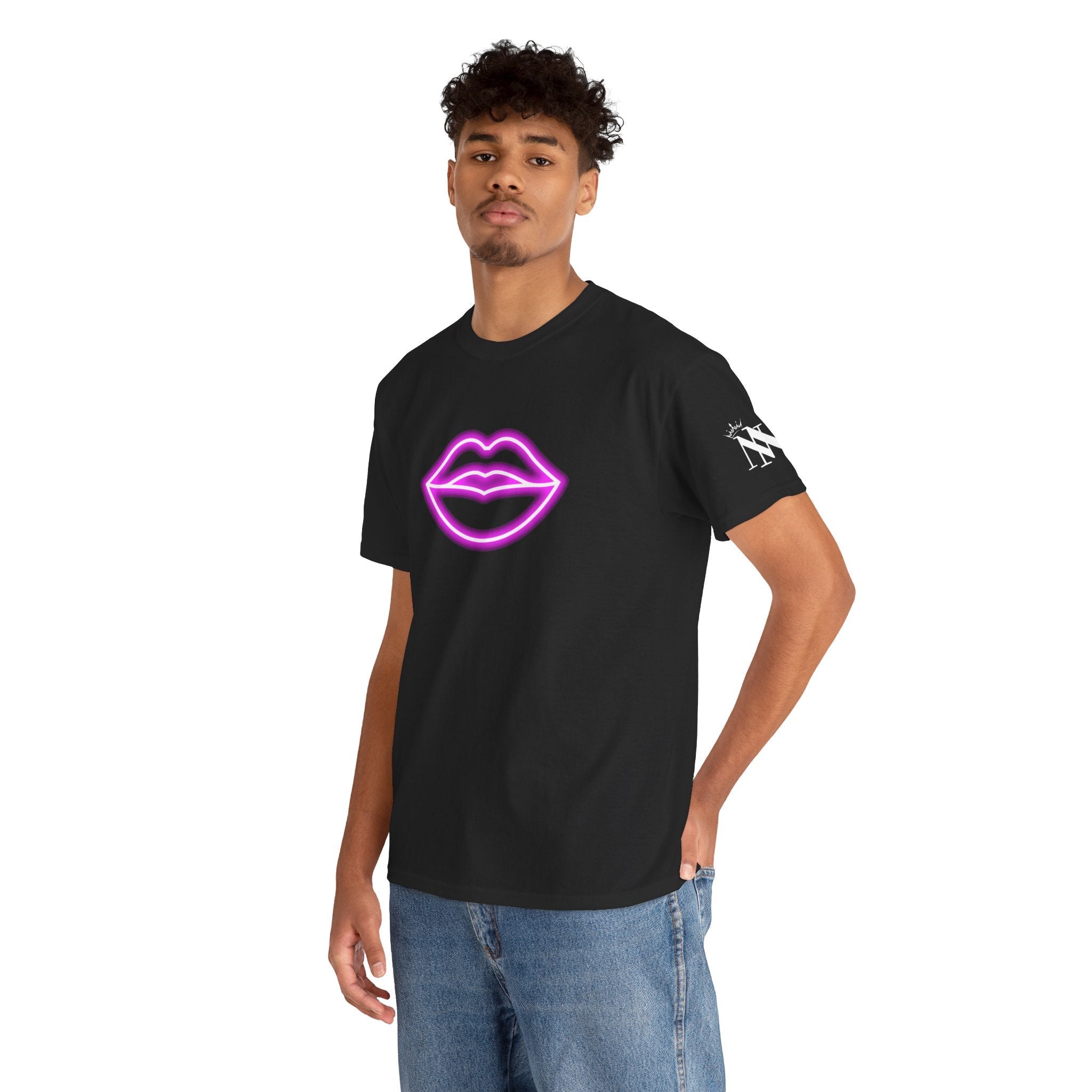 Her Lips Neon Romantic Couples Sex Gifts 100% Cotton T-Shirt