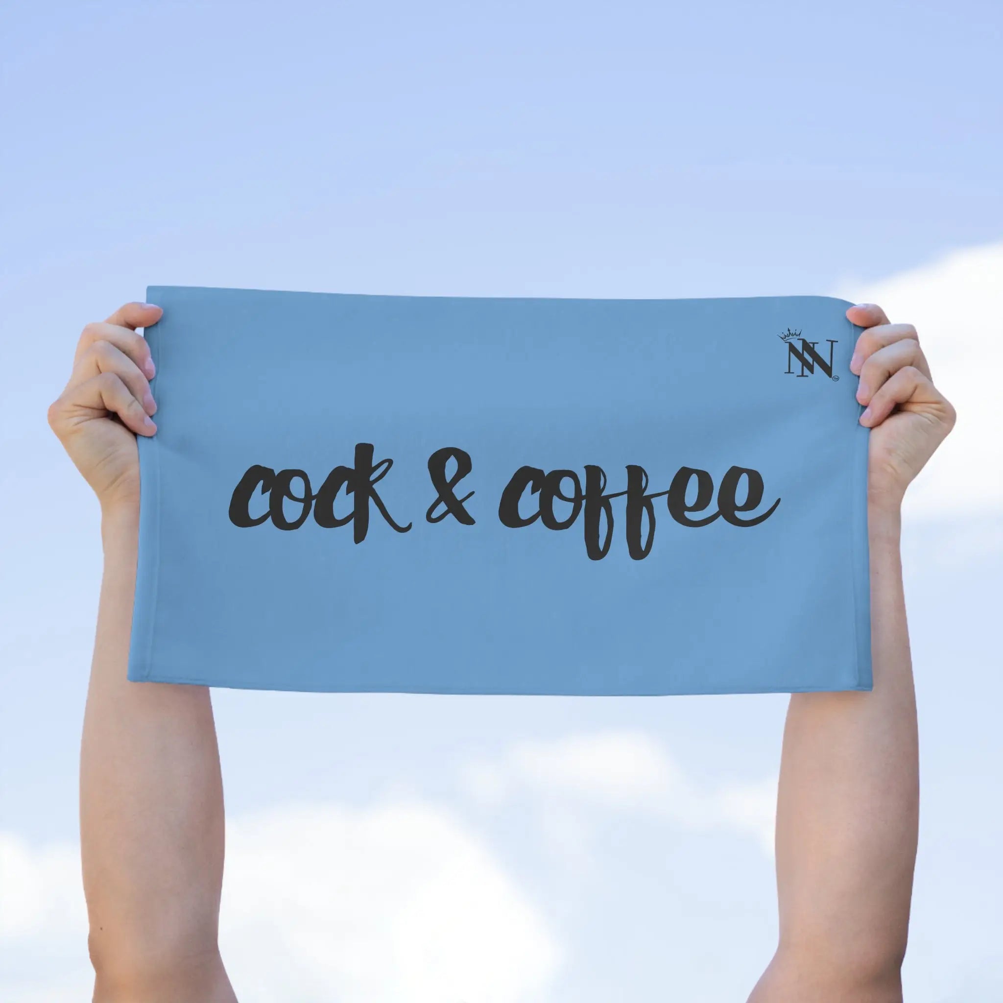 Cock & Coffee Light Blue | Mix & Match Soft Fun-Flirty Lovers’ Towels