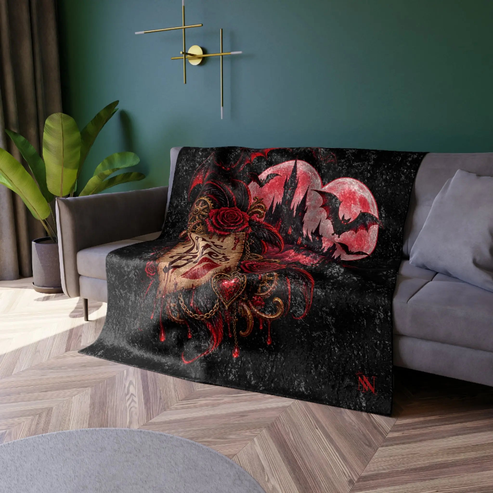 Love Bites Moon Bats Crushed Velvet Blanket