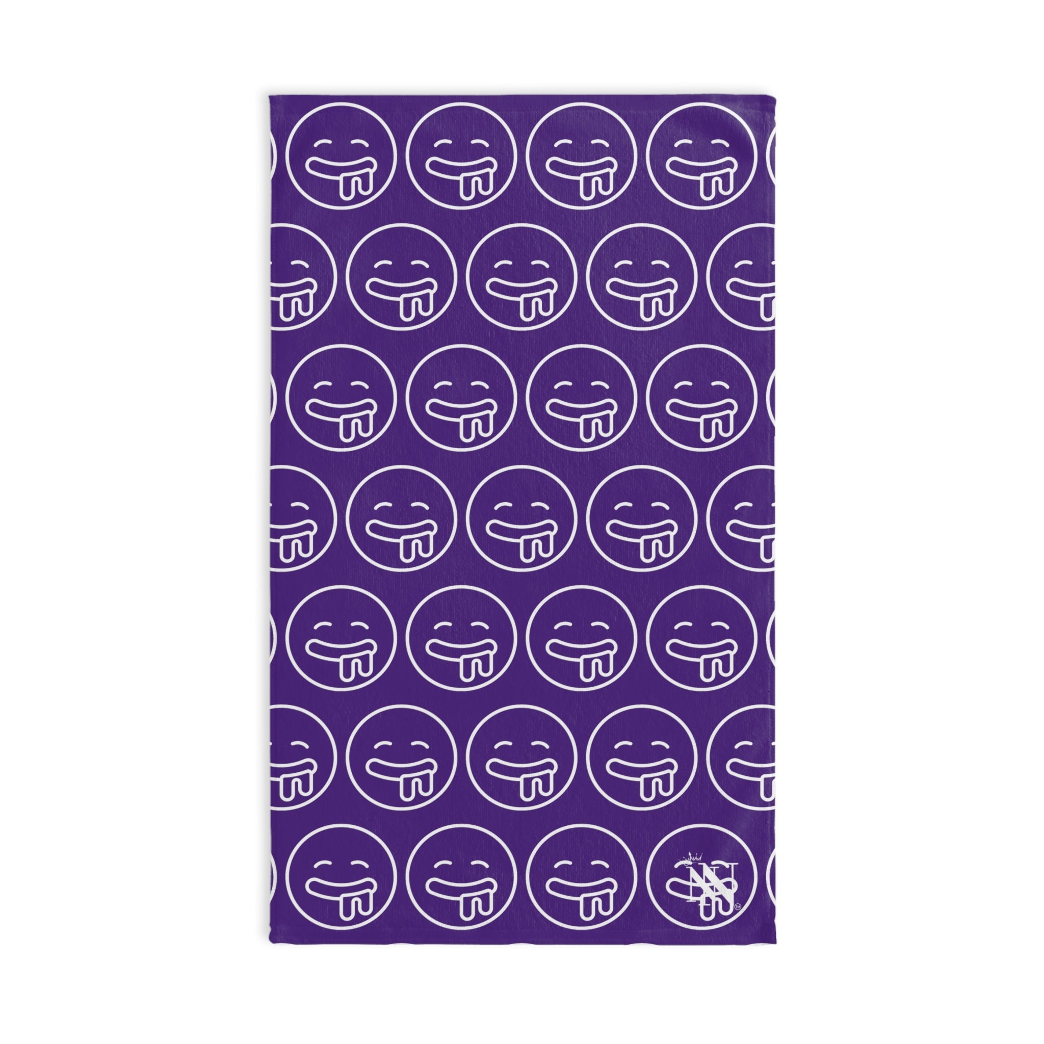 Hungry Drooling Emoji Pattern Purple Cum Towel