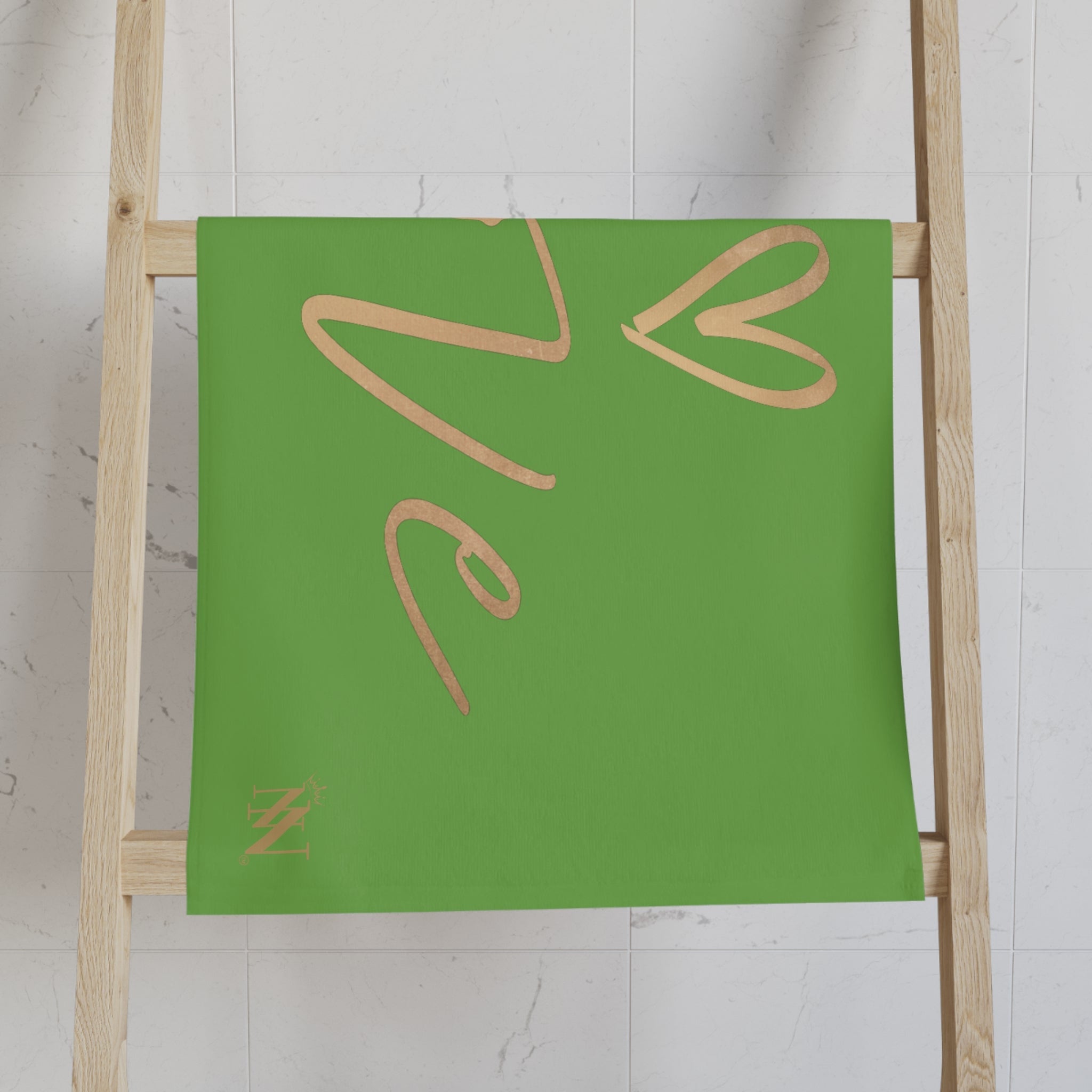 Gold Love Heart Lime Green Cum Towel
