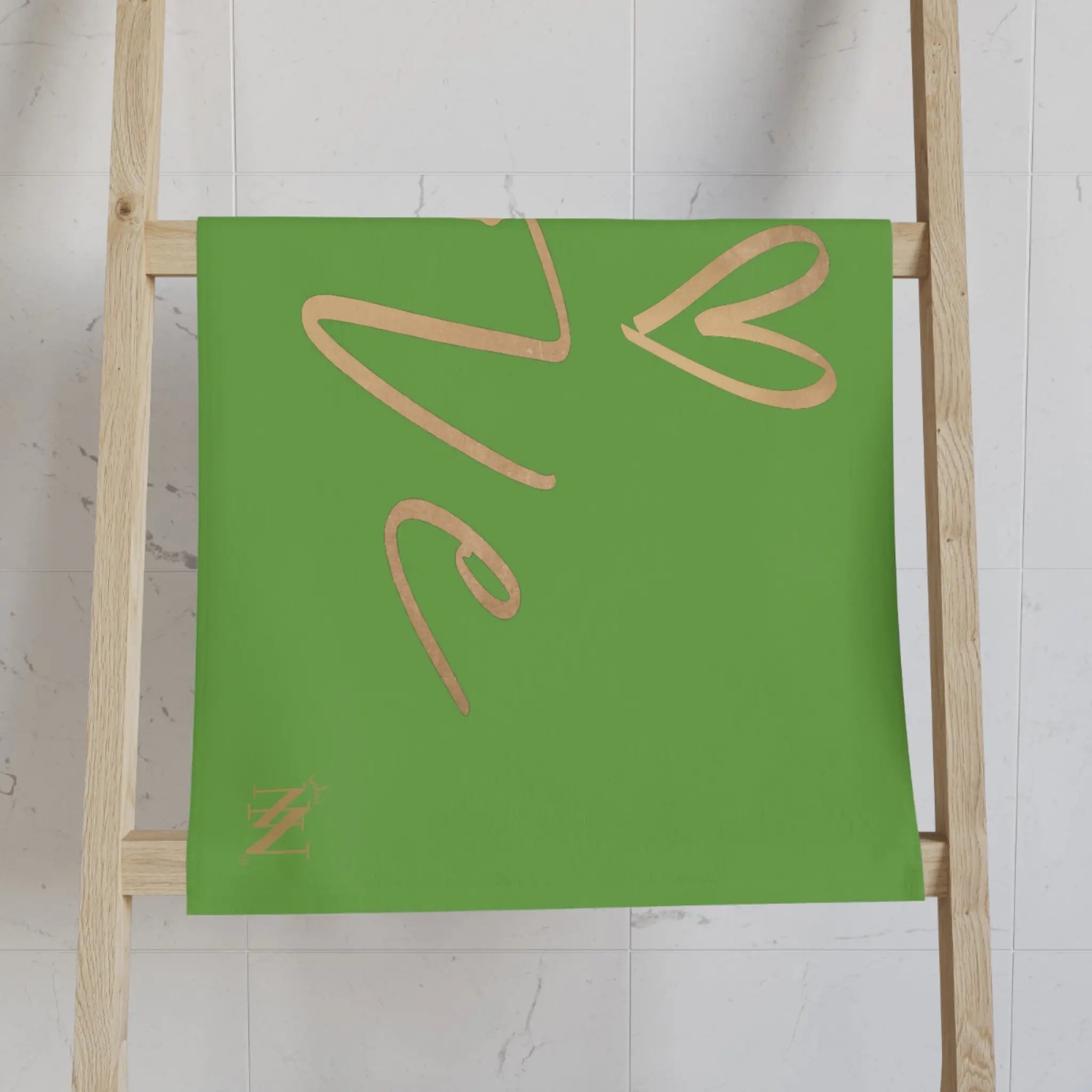 Gold Love Heart Lime Green Cum Towel