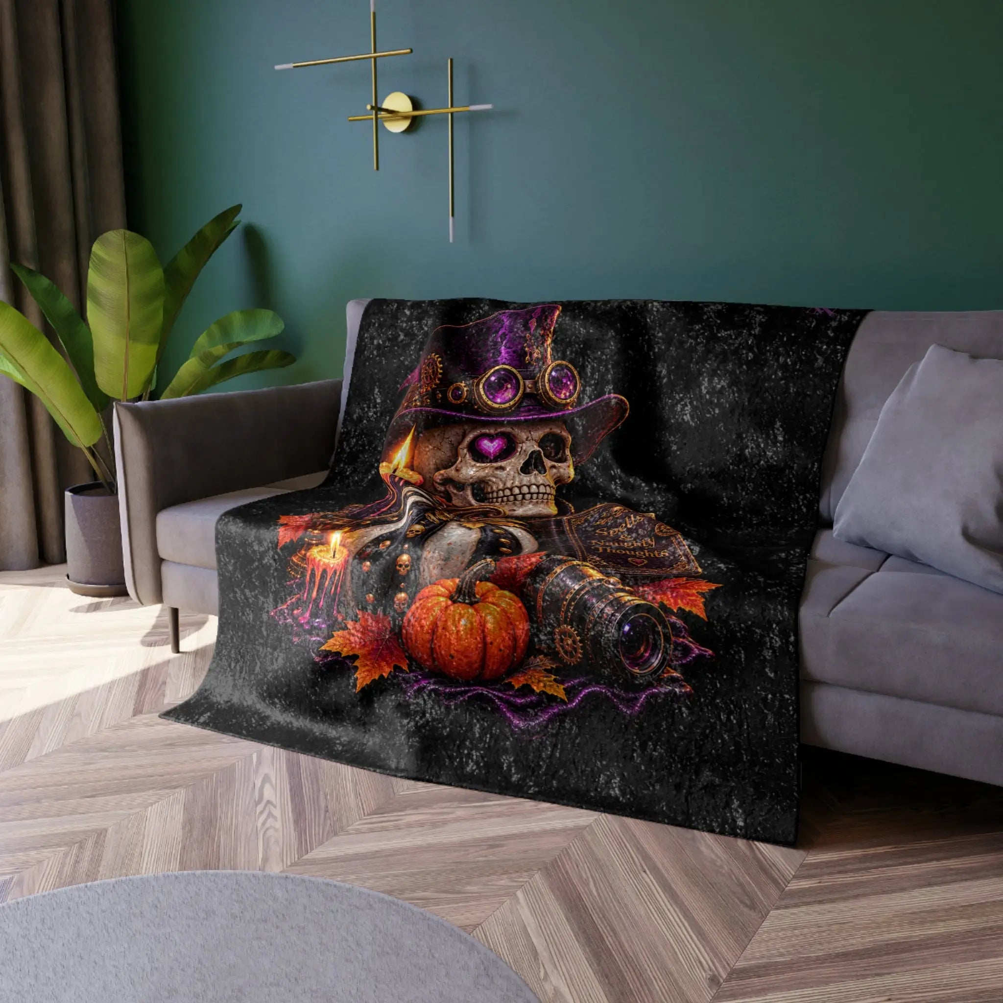 Spells & Naughty Thoughts Skull | Nectar Napkins Fun-Flirty Loversโ Crushed Velvet Blankets
