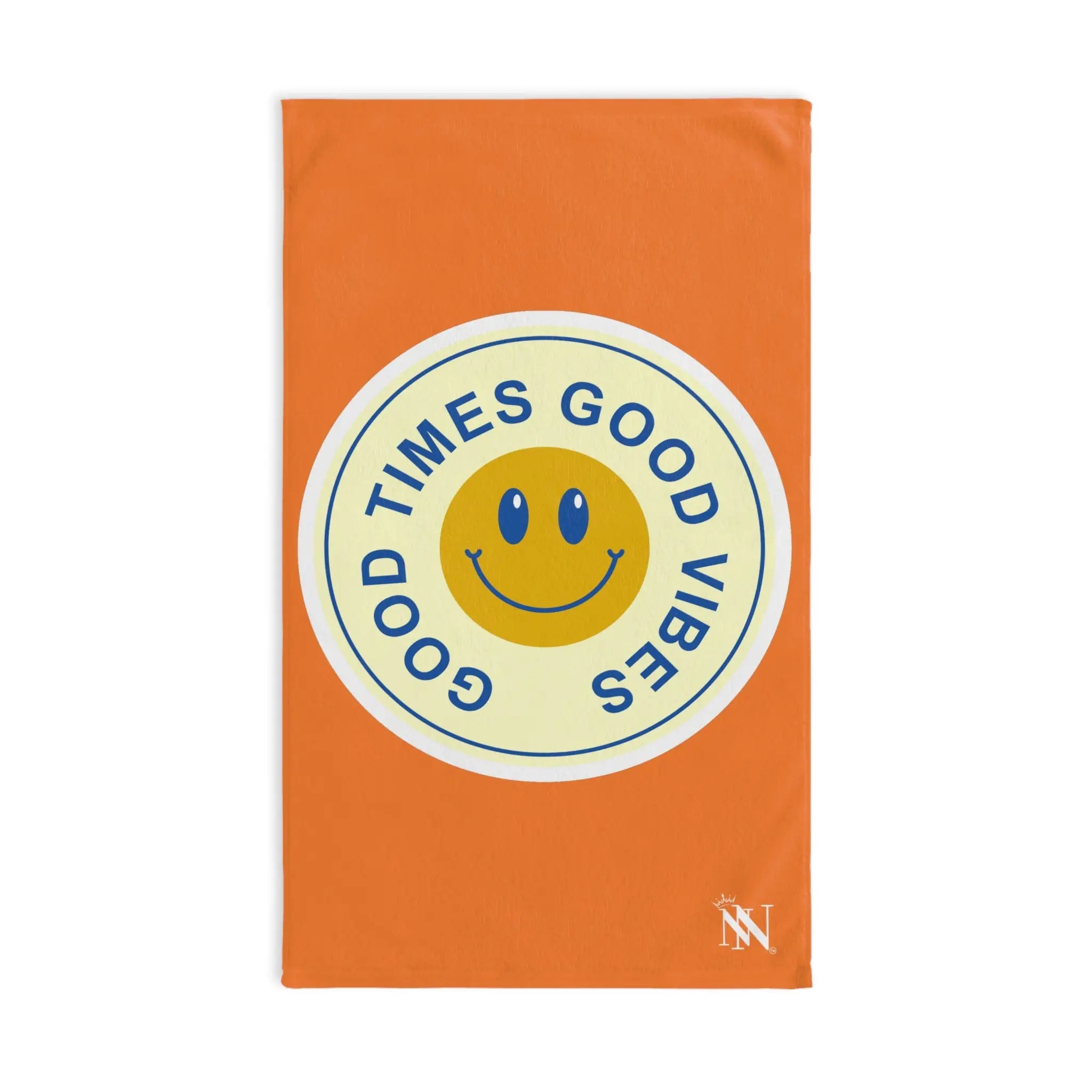 Good Times Good Vibes Happy Face Bright Orange Cum Towel