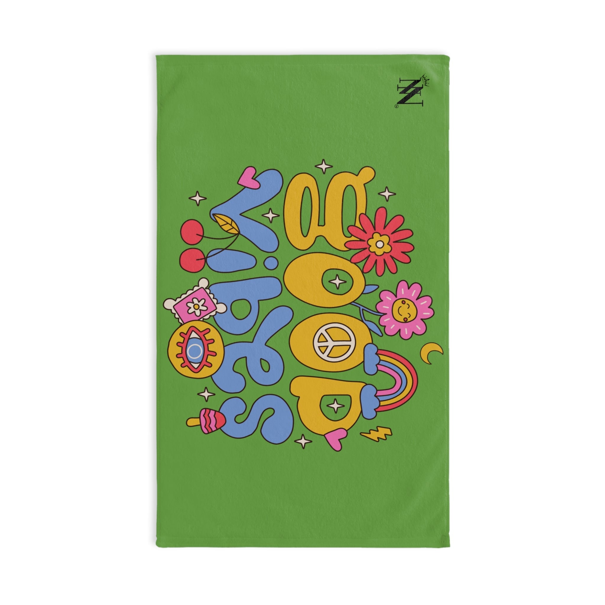Good Vibes Hippie Flower Lime Green Cum Towel