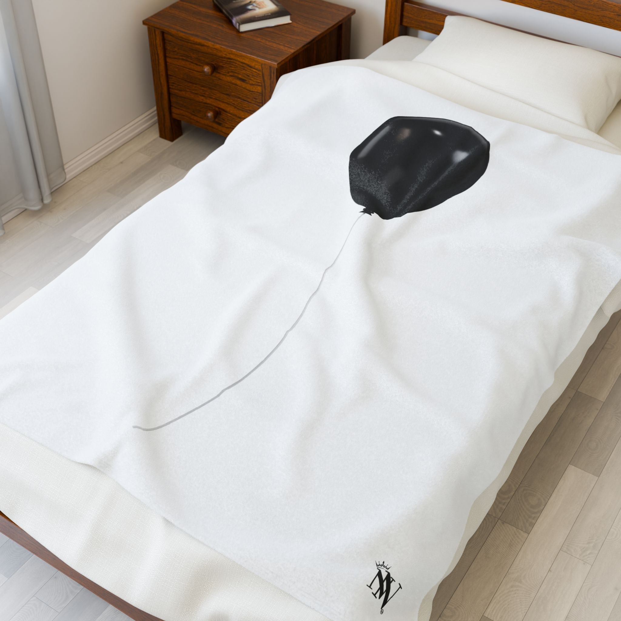 Single Black Party Balloon | Mix & Match Velveteen Fun-Flirty Lovers’ Blankets
