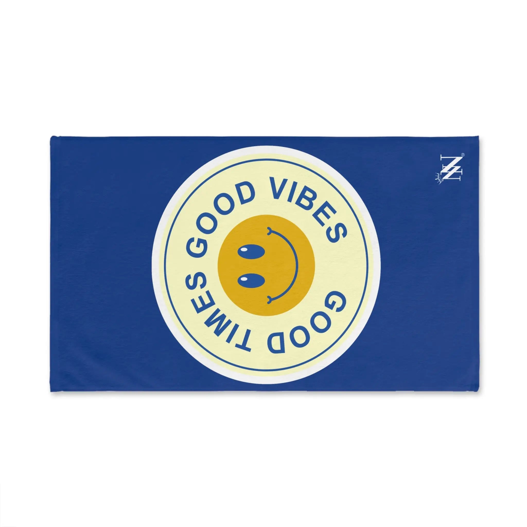 Good Times Good Vibes Happy Face Blue Cum Towel