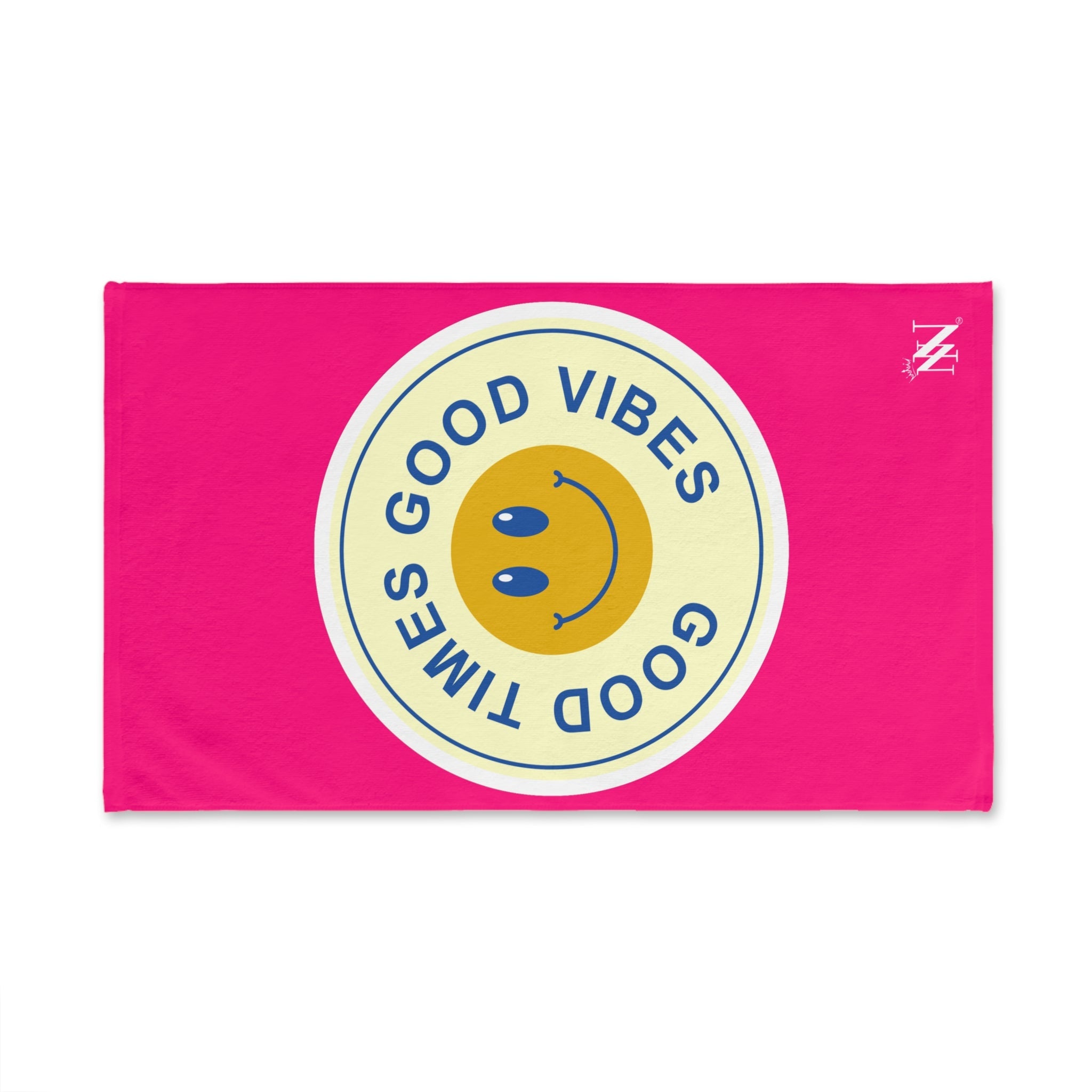 Good Times Good Vibes Happy Face Signature Pink Cum Towel