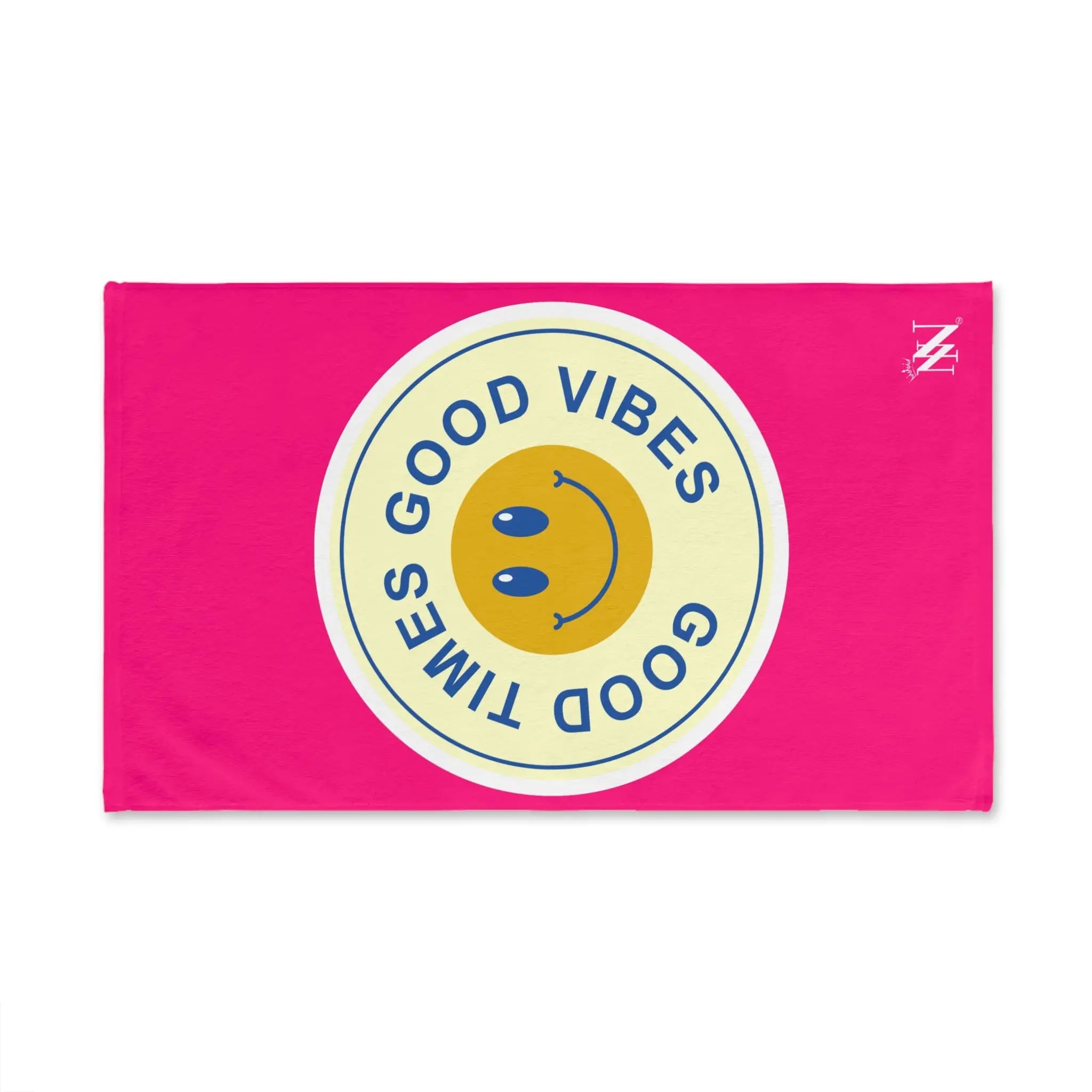 Good Times Good Vibes Happy Face Signature Pink Cum Towel