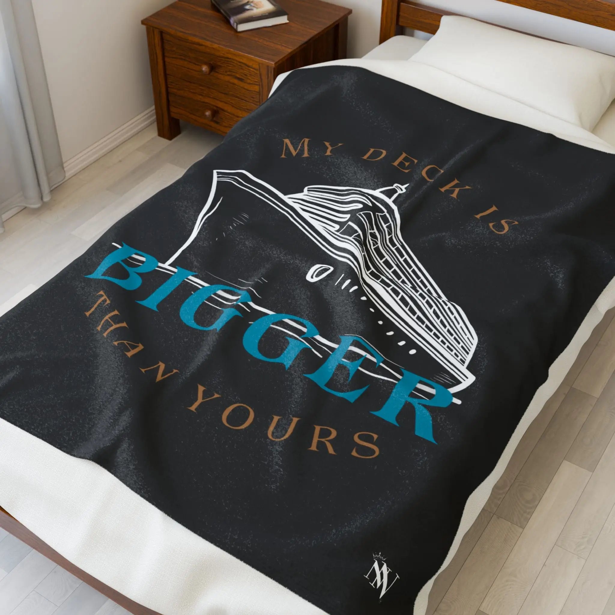 My Deck is Bigger Black Cruise Ship | Mix & Match Velveteen Fun-Flirty Lovers’ Blankets
