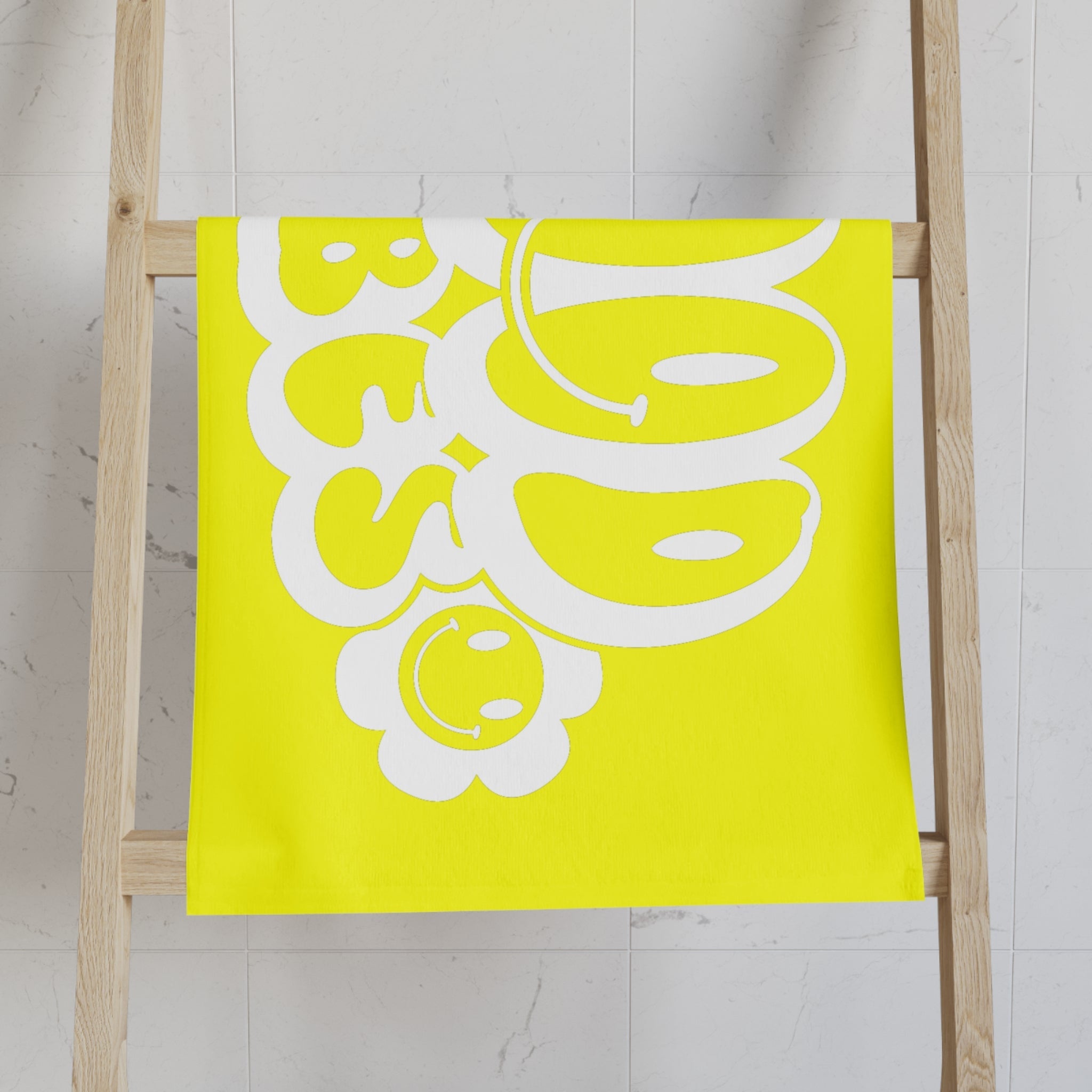 Smiley Happy Face Good Vibes Neon Yellow | Mix & Match Classic Fun-Flirty Loversâ Towels