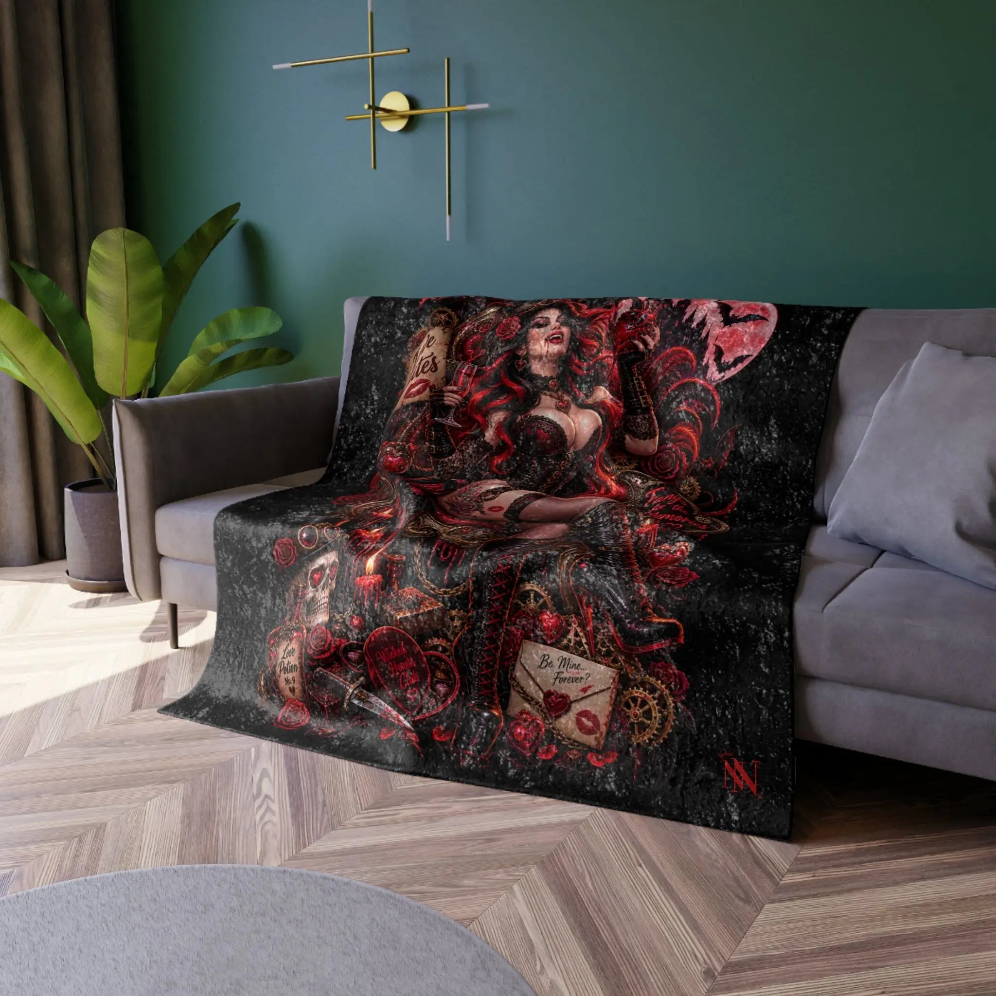 Valentineโs Day Wicked Fantasy Crushed Velvet Blanket