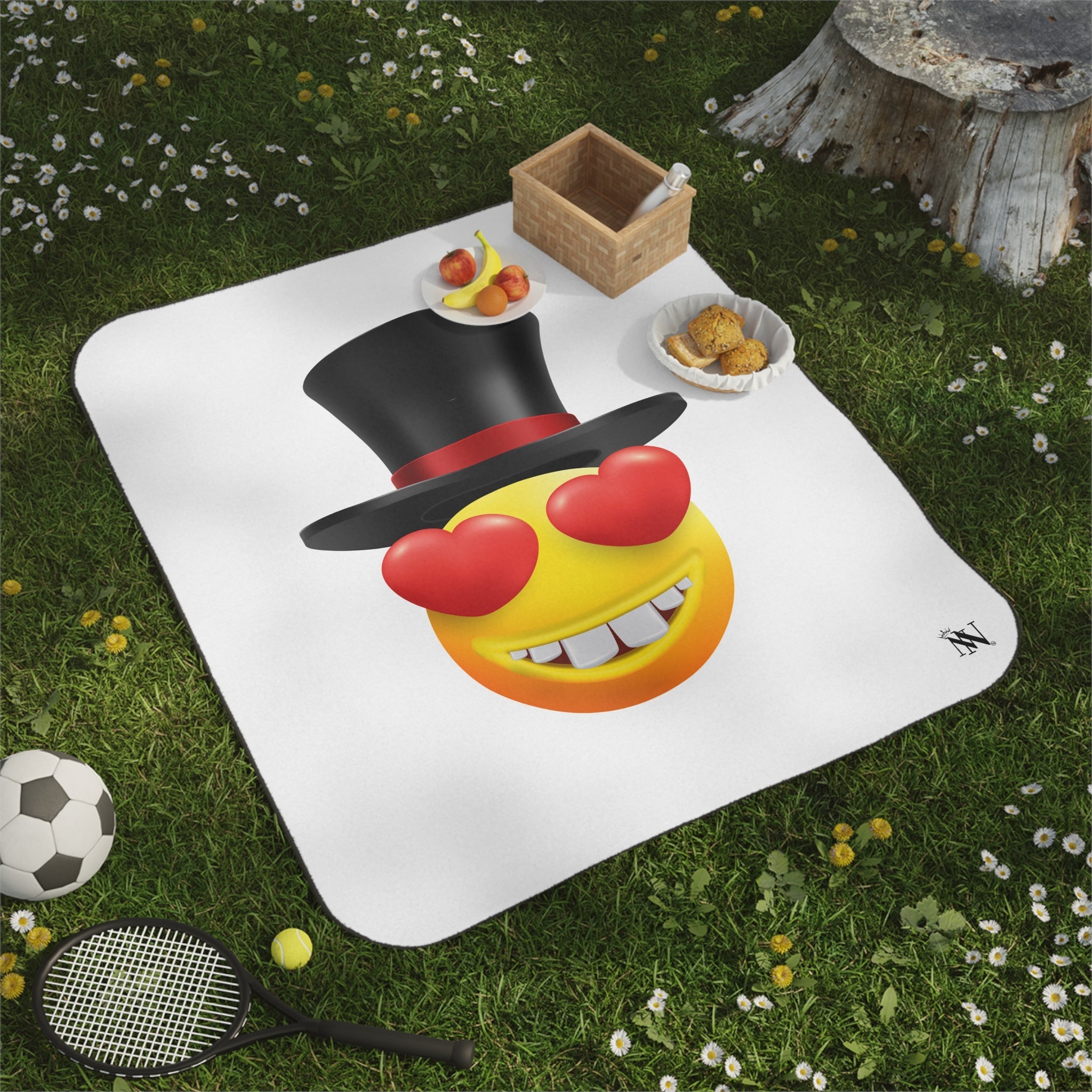 Love in a Top Hat Emoji | Mix Match Fun-Flirty Lovers’ Water-Resistant Blankets