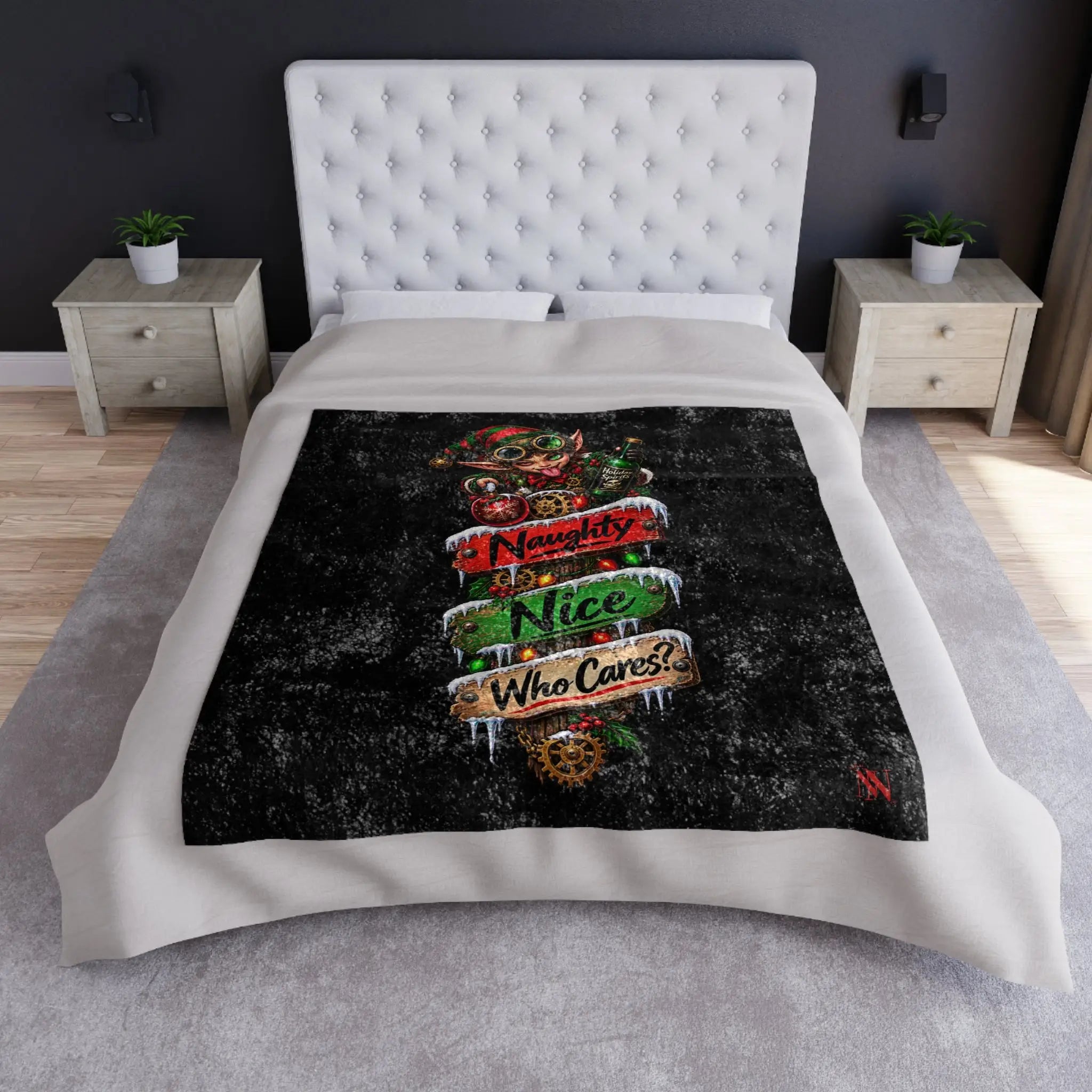 Naughty Nice Who Cares? Christmas | Nectar Napkins Fun-Flirty Loversโ Crushed Velvet Blankets