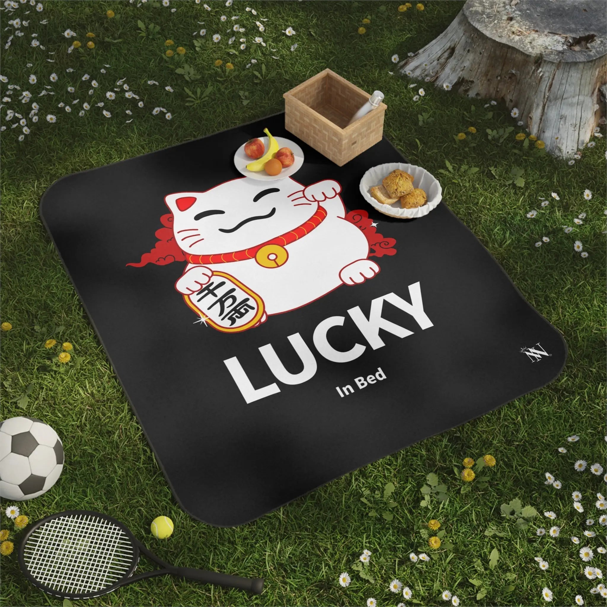 Lucky In Bed Beckoning Cat | Mix Match Fun-Flirty Lovers’ Water-Resistant Blankets