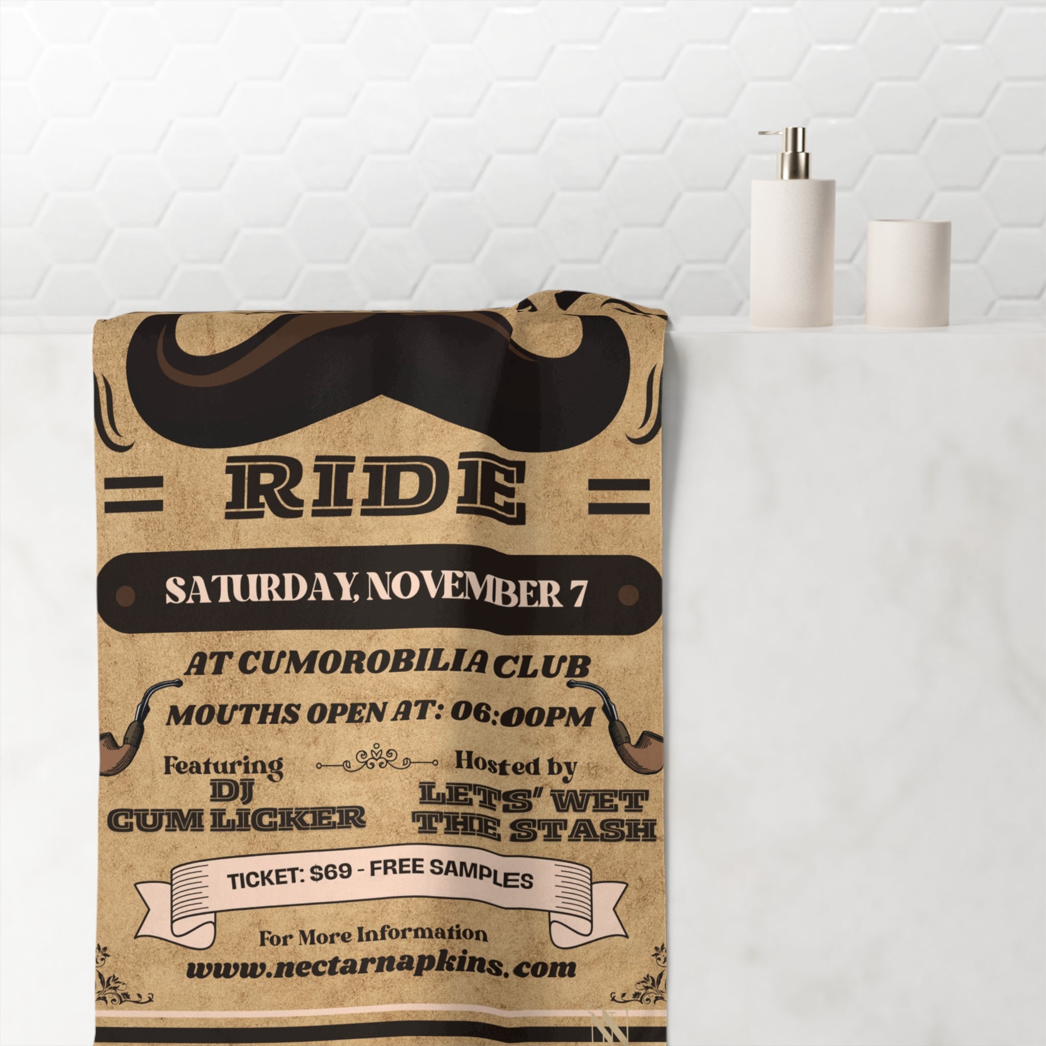 Mustache Ride | Mix & Match Naughty XL Fun-Flirty Lovers’ Towels