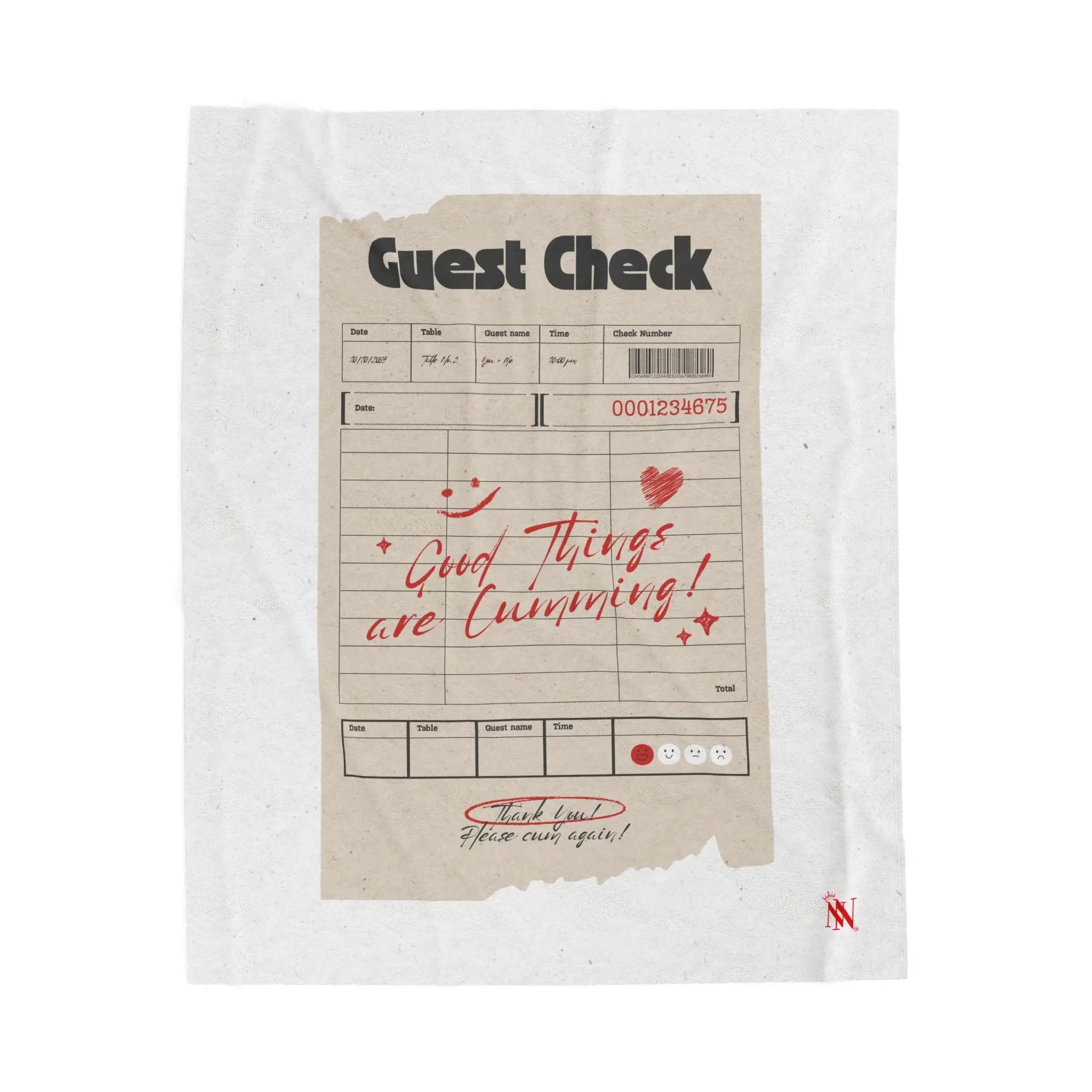 Good Things Are Cumming! Vintage Guest Check | Mix & Match Velveteen Fun-Flirty Lovers’ Blankets
