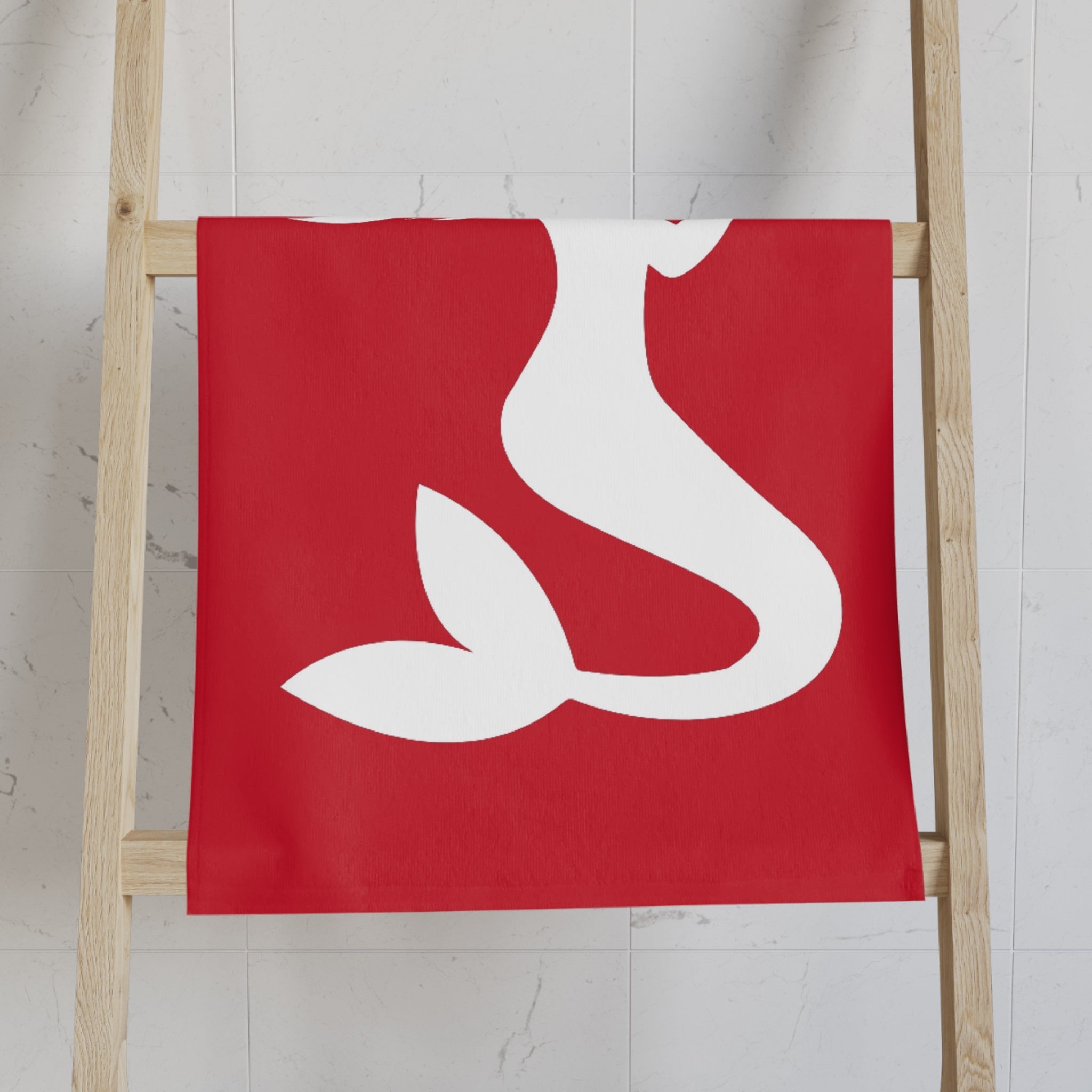 Mermaid Holding Heart Red Cum Towel