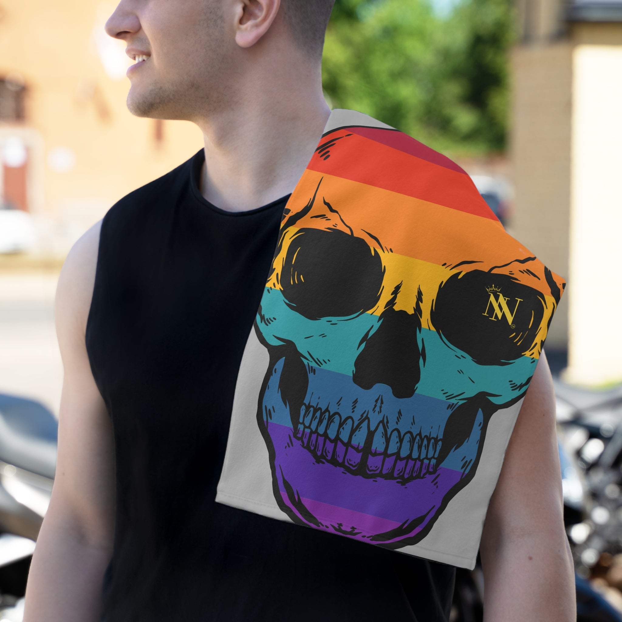 Colorful Skull Light Grey | Mix & Match Soft Fun-Flirty Lovers’ Towels