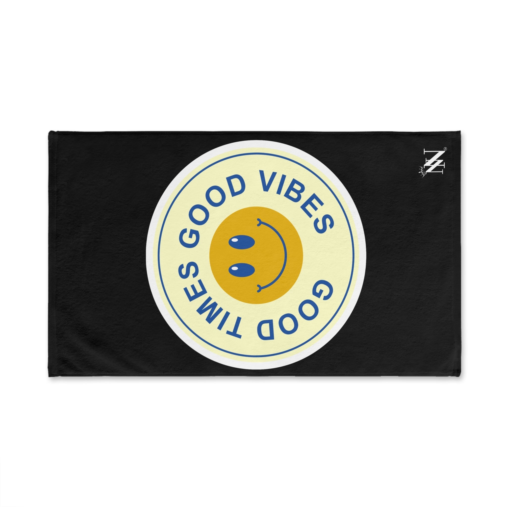 Good Times Good Vibes Happy Face Black Cum Towel