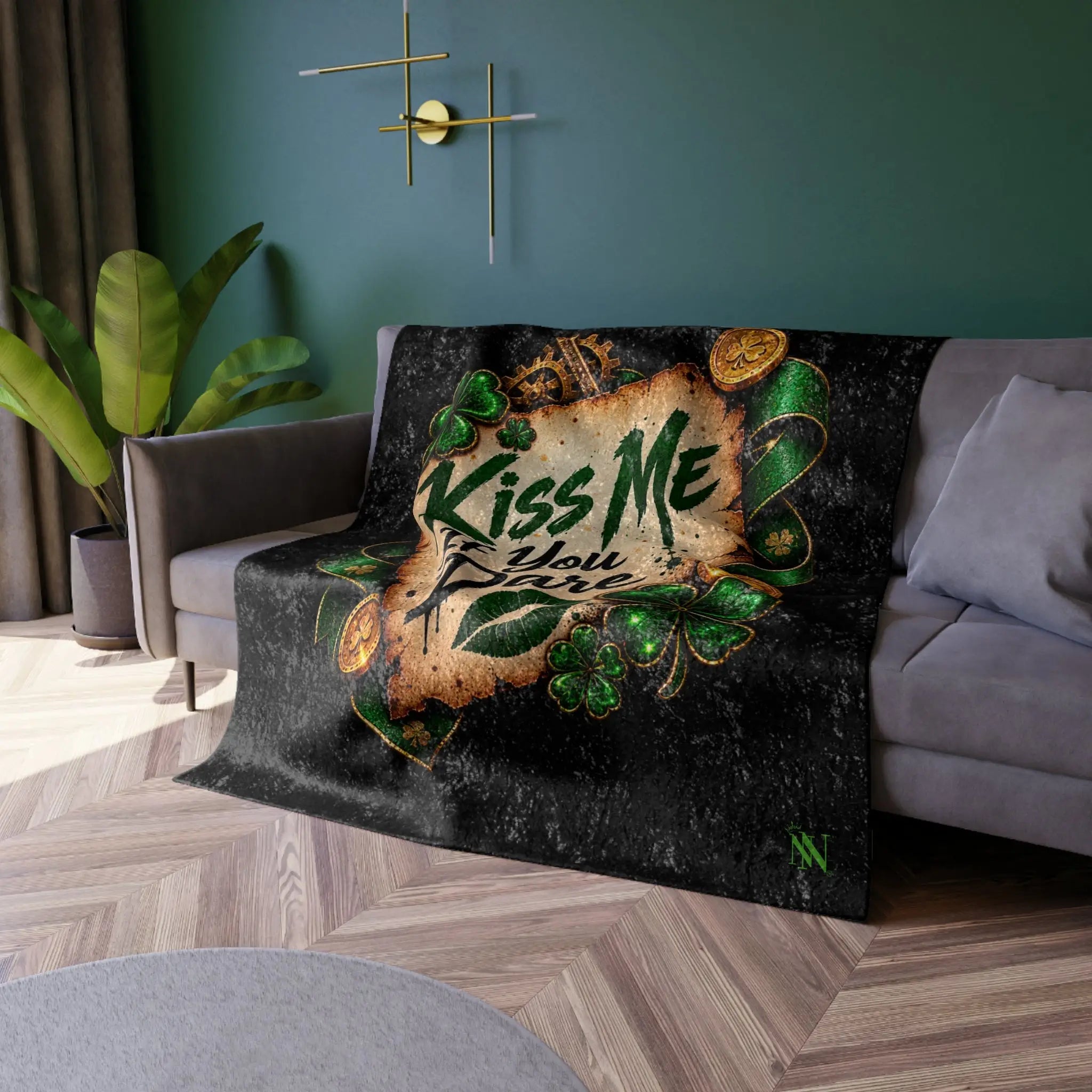 Kiss Me If You Dare Irish Love Crushed Velvet Blanket