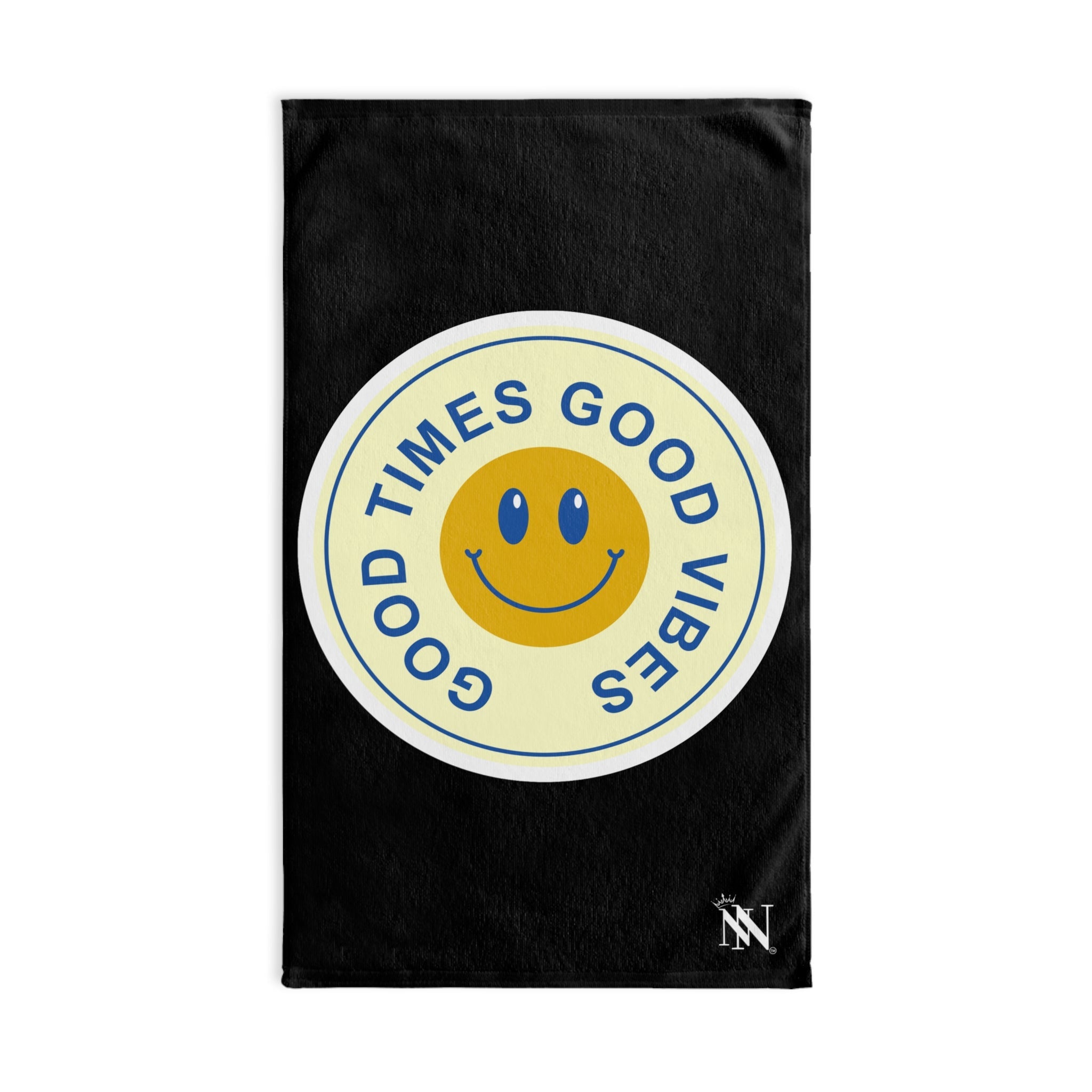 Good Times Good Vibes Happy Face Black Cum Towel