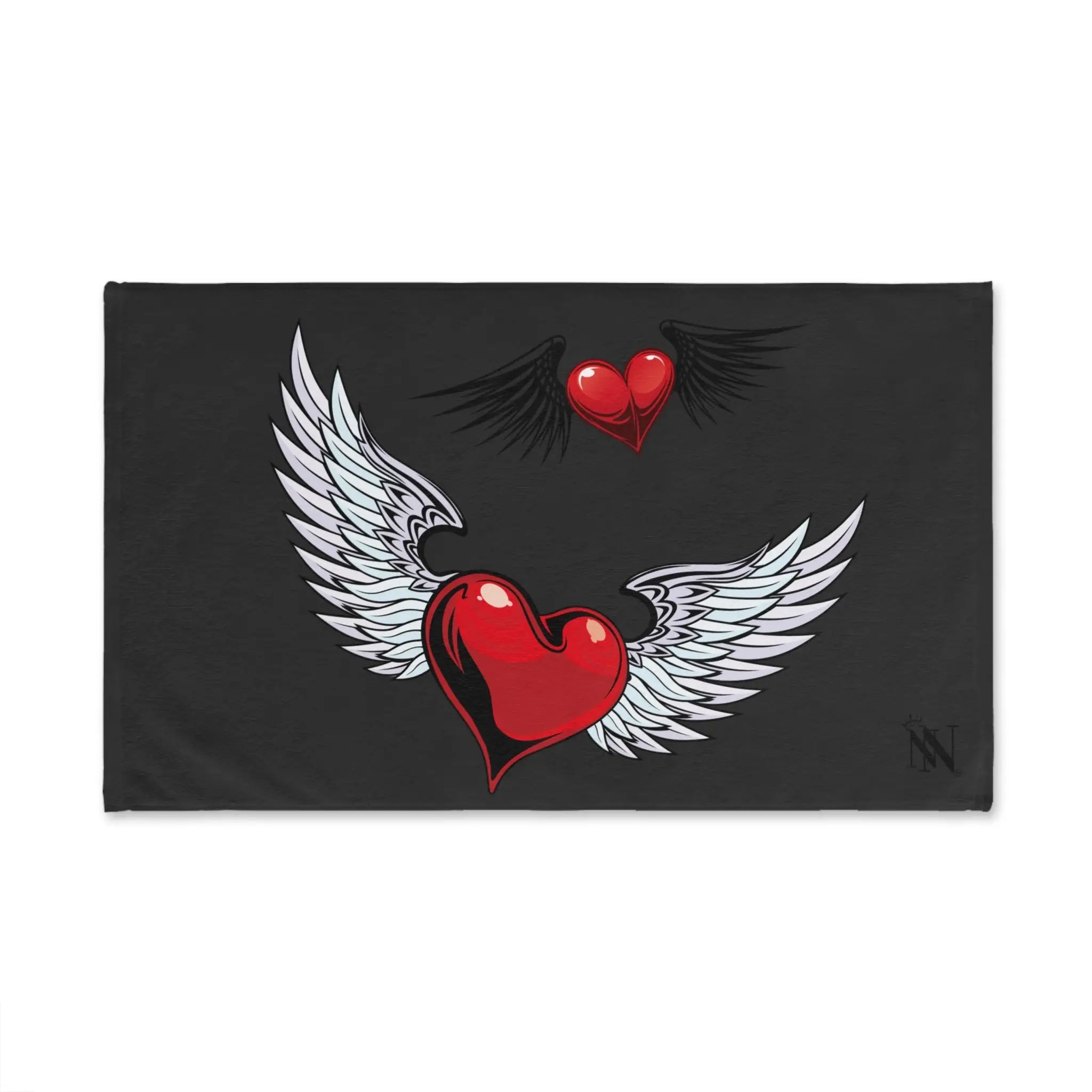 Double Hearts with Wings Dark Grey Cum Towel