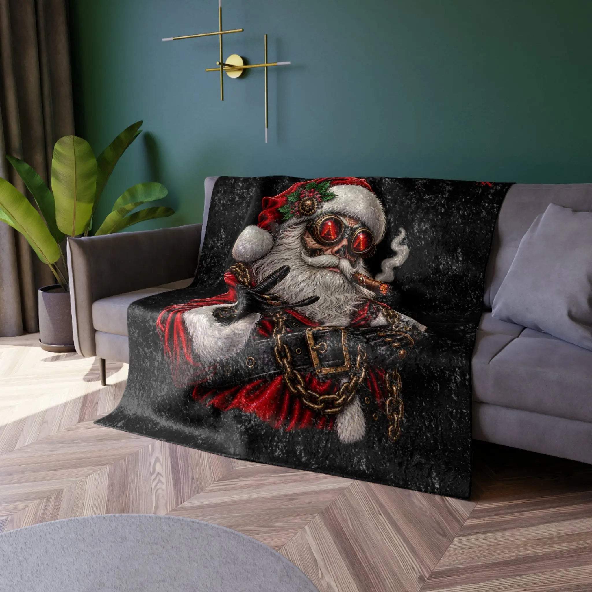 Santa in Chains Christmas | Nectar Napkins Fun-Flirty Loversโ Crushed Velvet Blankets