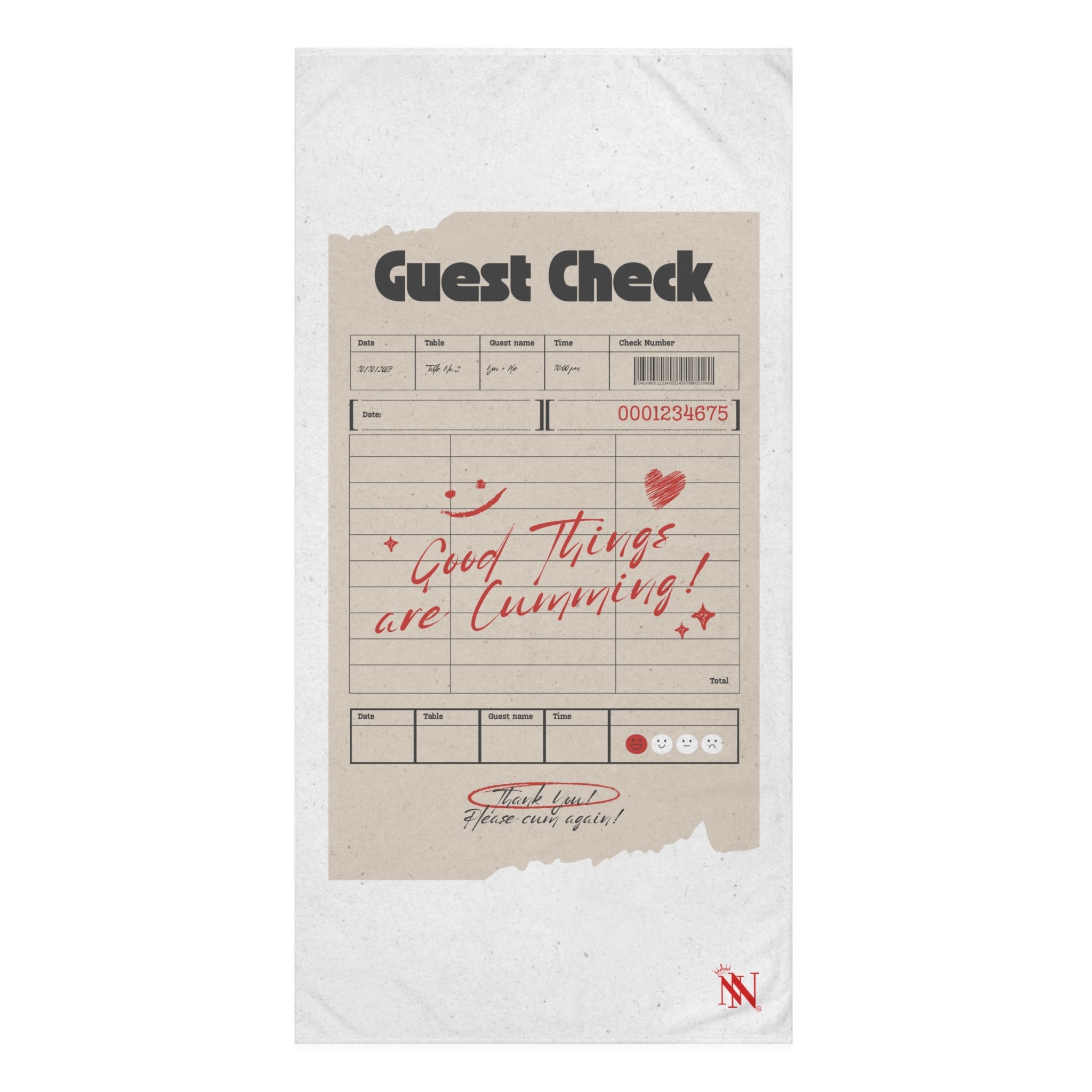 Good Things Are Cumming! Vintage Guest Check | Mix & Match XL Fun-Flirty Lovers’ Towels