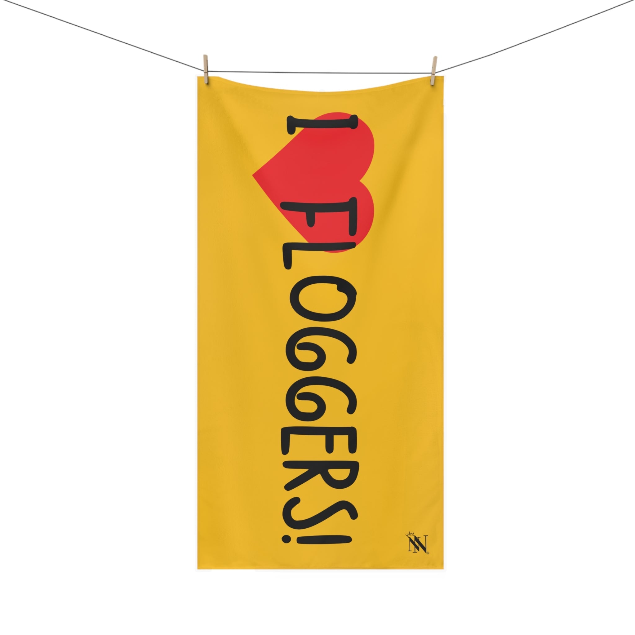 I Love Floggers! Yellow | Mix & Match XL Fun-Flirty Lovers’ Towels