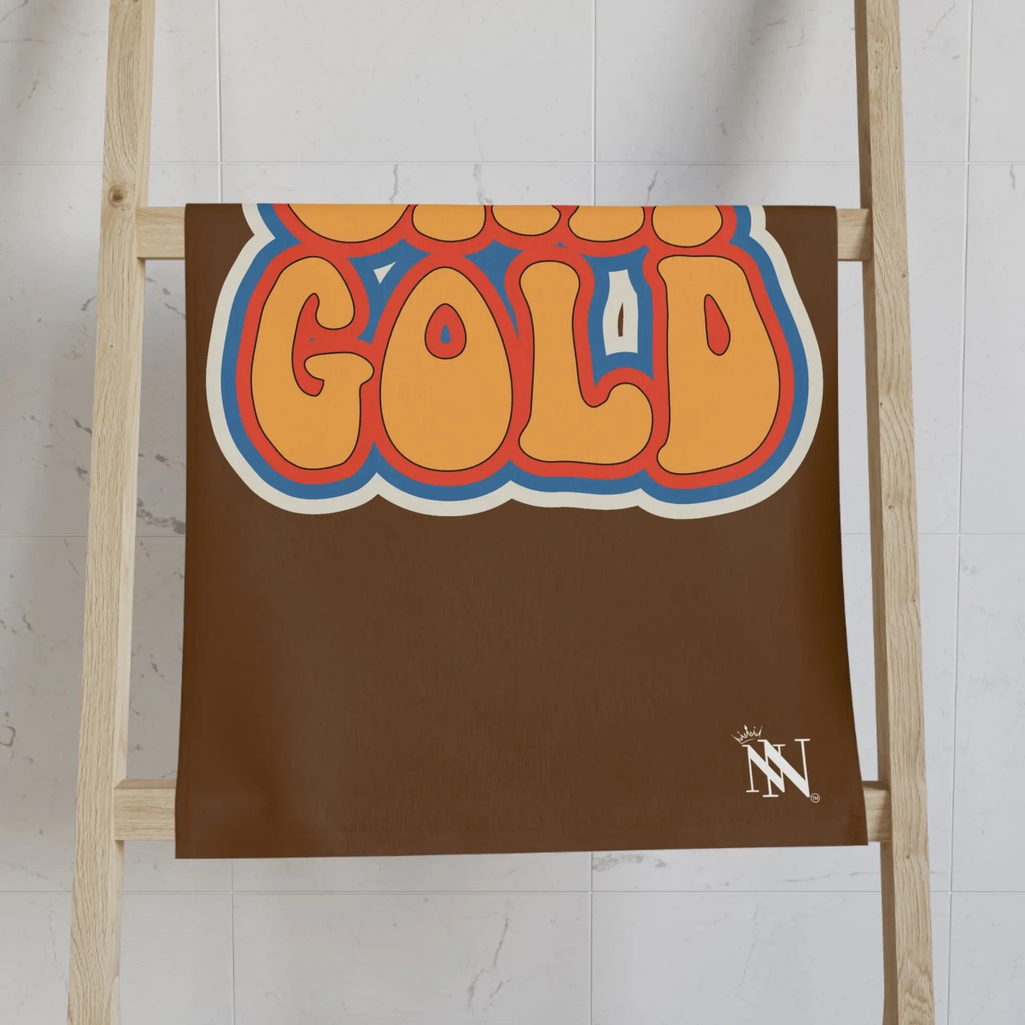 Stay Gold Retro Sticker Brown Cum Towel