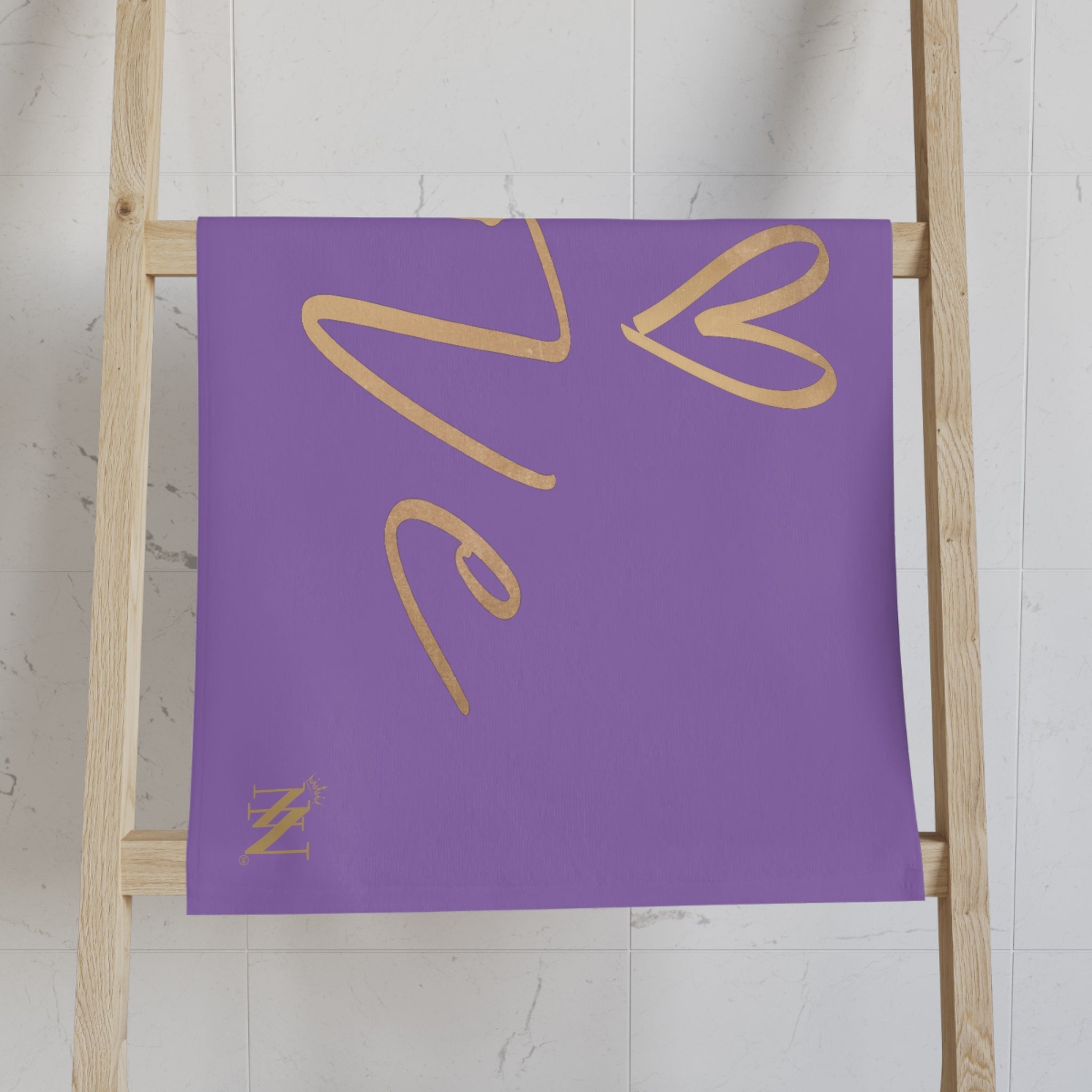 Gold Love Heart Light Purple Cum Towel