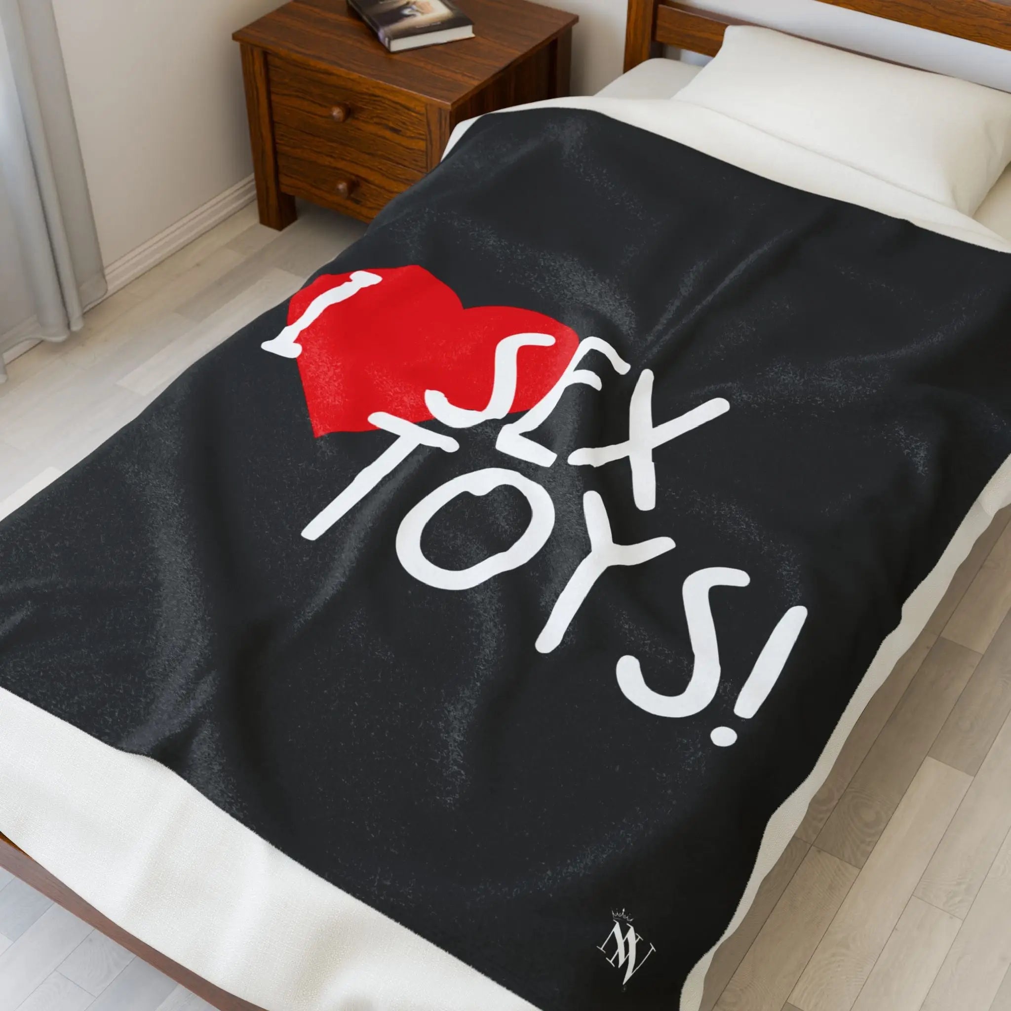 I Heart Sex Toys Black | Mix & Match Velveteen Fun-Flirty Lovers’ Blankets