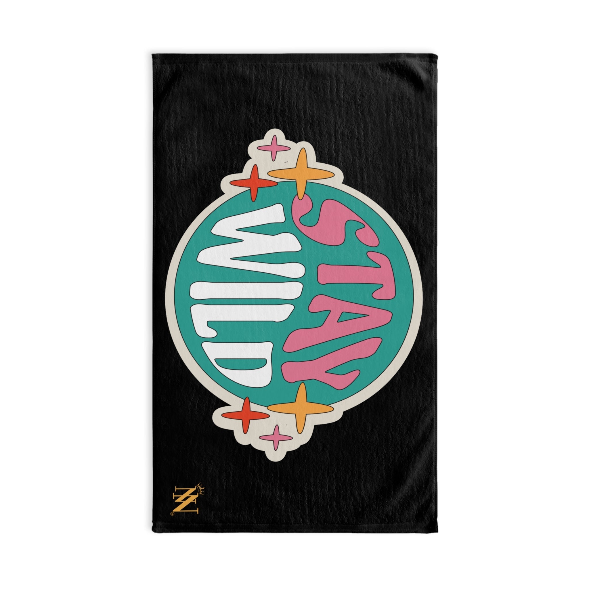 Stay Wild Retro Sticker Black Cum Towel