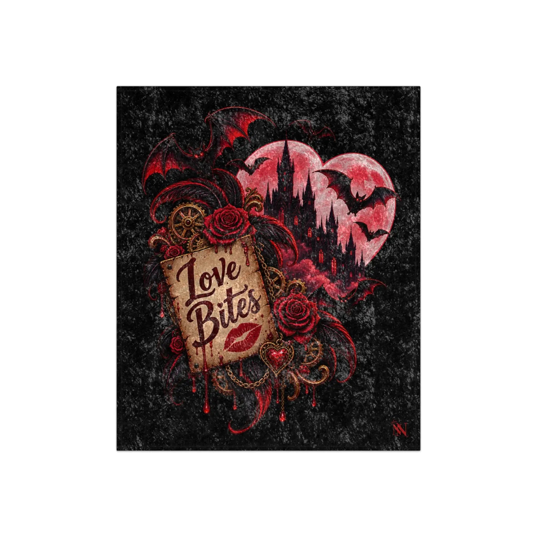 Love Bites Moon Bats Crushed Velvet Blanket